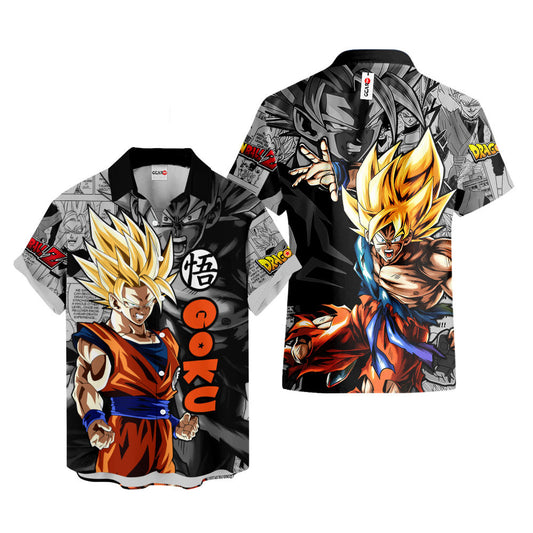 Goku Super Saiyan Hawaiian Shirt Manga Style