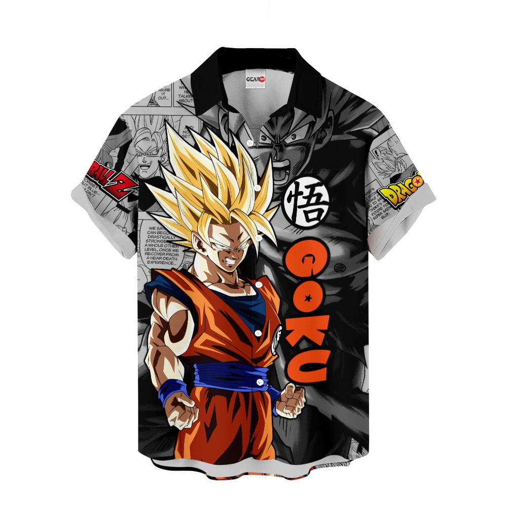 Goku Super Saiyan Hawaiian Shirt Manga Style