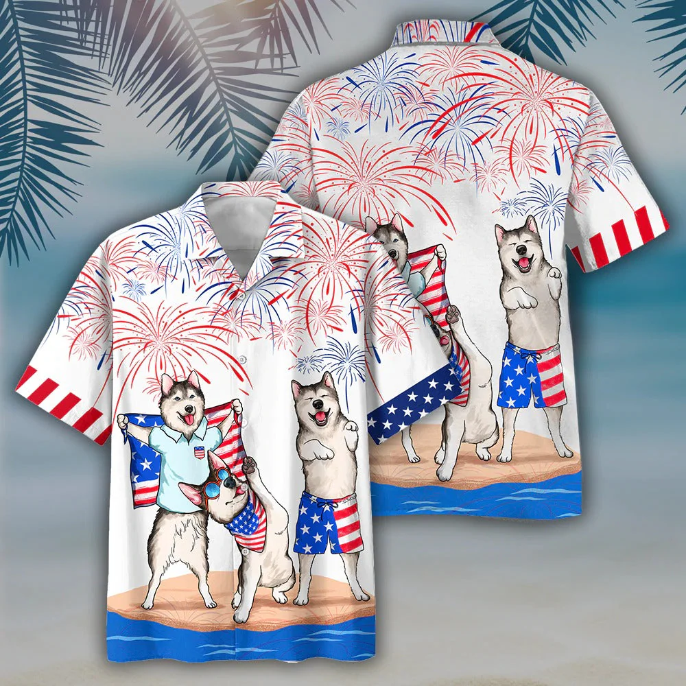Alaska Hawaiian Shirt - Independence Is Coming, American Dog Aloha Beach Shirt, Dog Hawaii Shirt