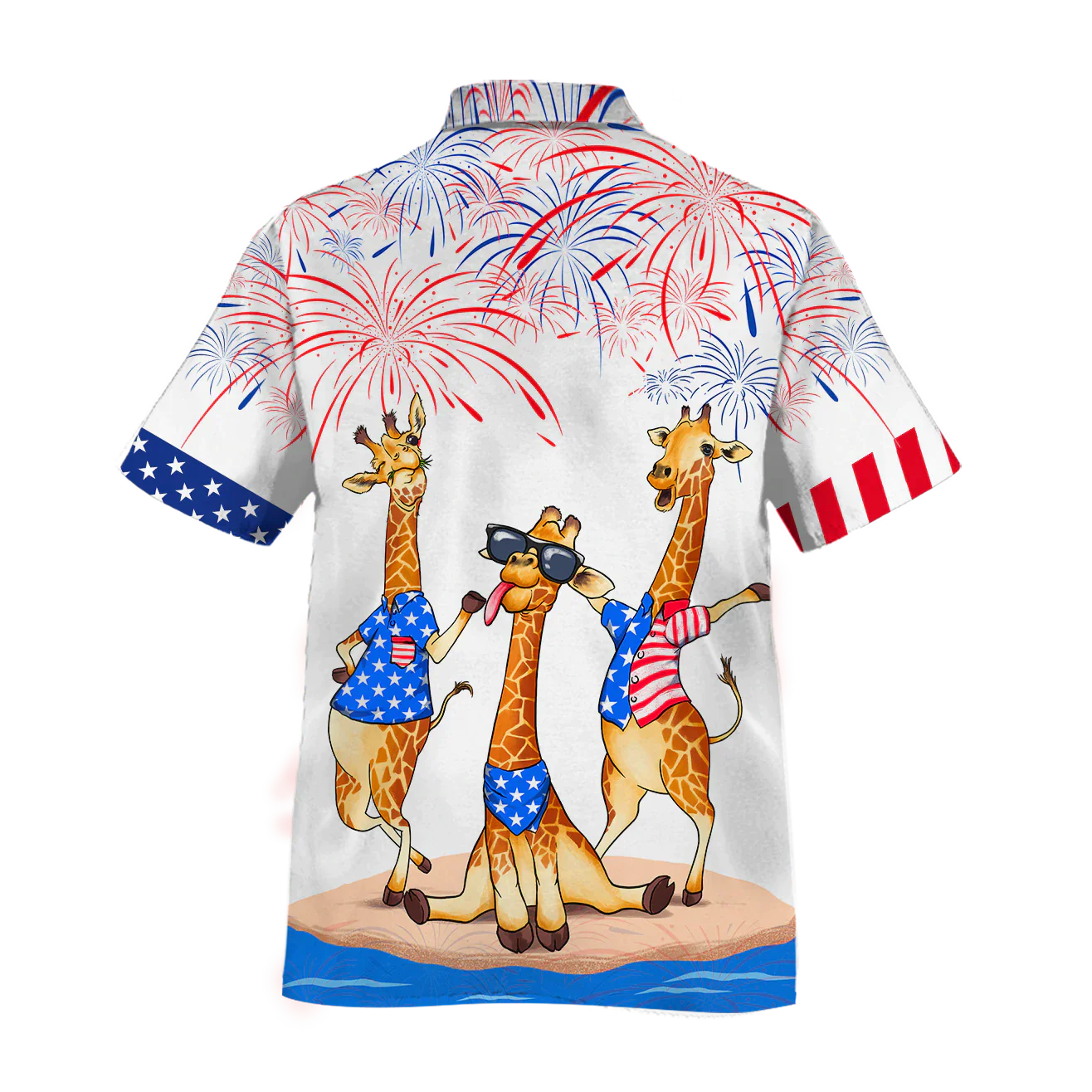 Giraffe Hawaiian Shirt For Independence's Day, Happy 4Th Of July Patriotic Giraffe Hawaii Aloha Beach Shirt Full Print