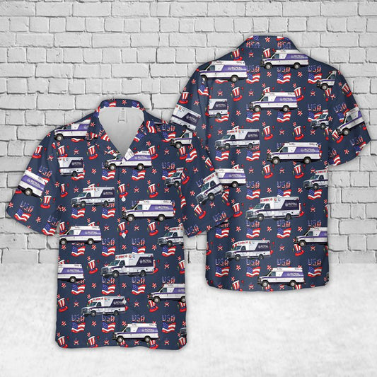 California Royal Ambulance, 4th of July Hawaiian Shirt, 3D Full Printed Ambulance Hawaiian Shirt