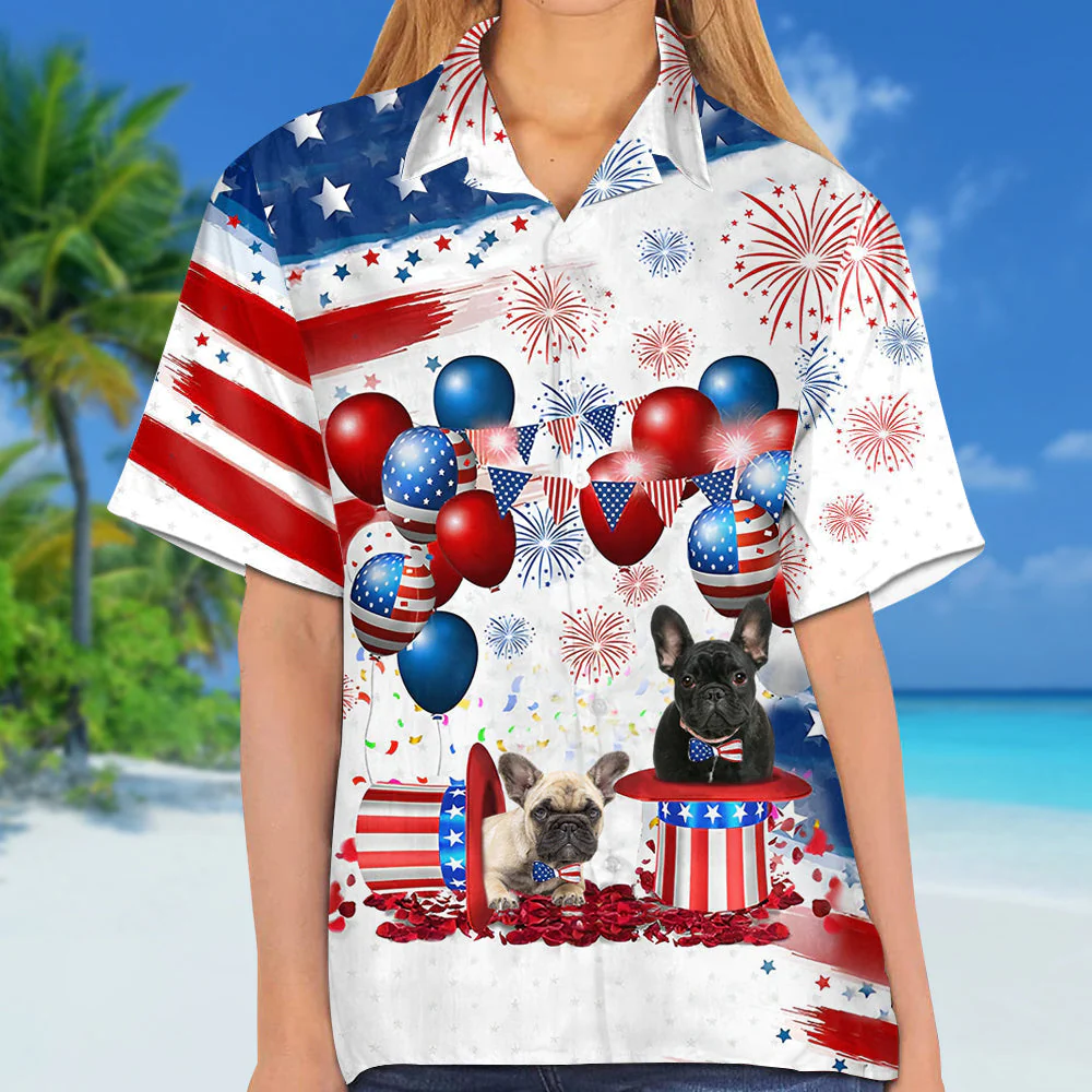 French bulldog Independence Day Hawaiian Shirt, Dog Hawaii Beach Shirt Short Sleeve For 4Th Of July