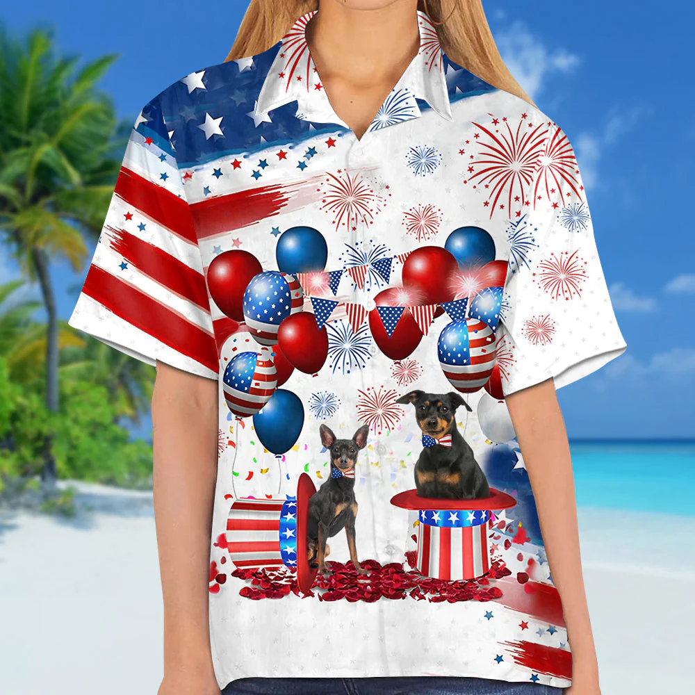 Miniature Pinscher Independence Day Hawaiian Shirt, Dog Hawaii Beach Shirt Short Sleeve For 4Th Of July