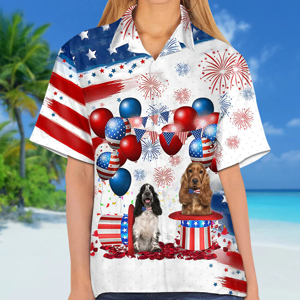 Cocker Spaniel Independence Day Hawaiian Shirt, Dog Hawaii Beach Shirt Short Sleeve For 4Th Of July