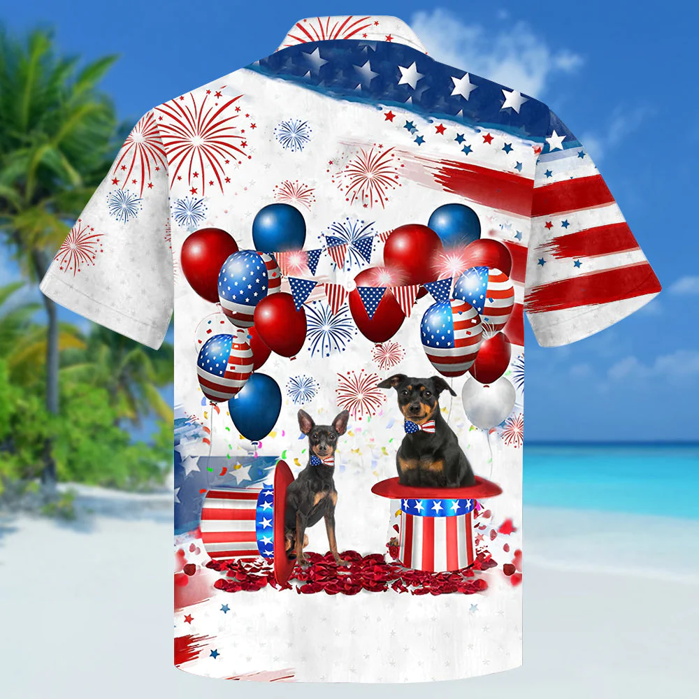Miniature Pinscher Independence Day Hawaiian Shirt, Dog Hawaii Beach Shirt Short Sleeve For 4Th Of July