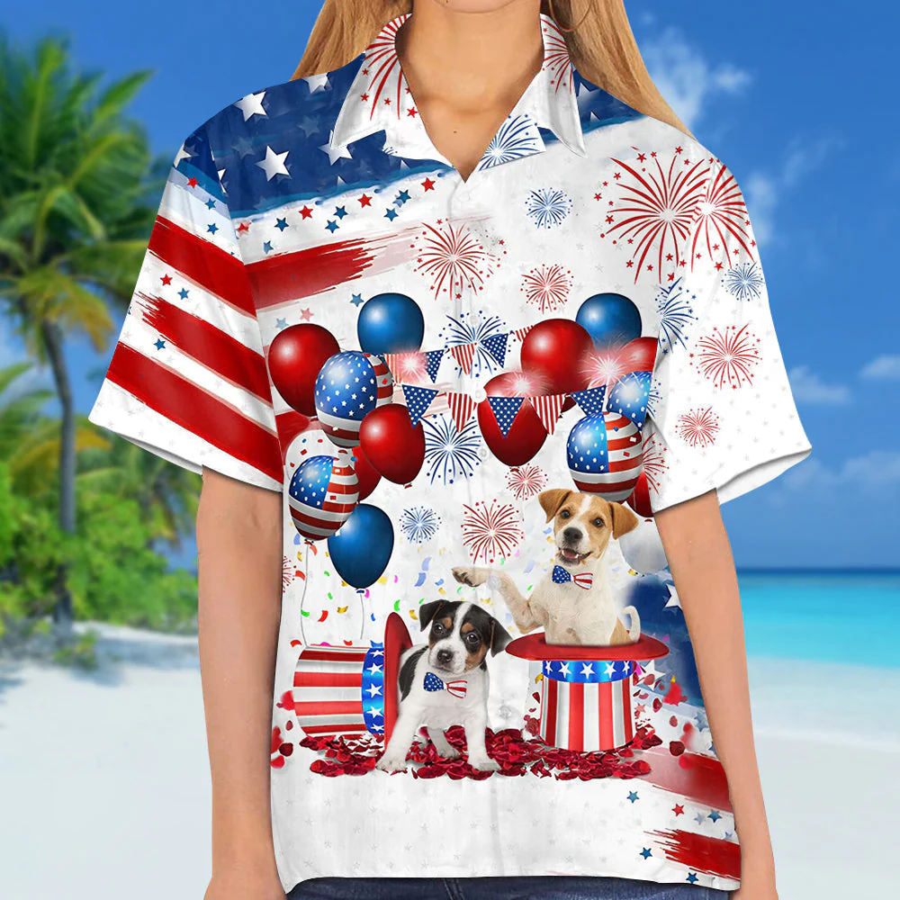 Jack Russell Terrier Independence Day Hawaiian Shirt, Dog Hawaii Beach Shirt Short Sleeve For 4Th Of July