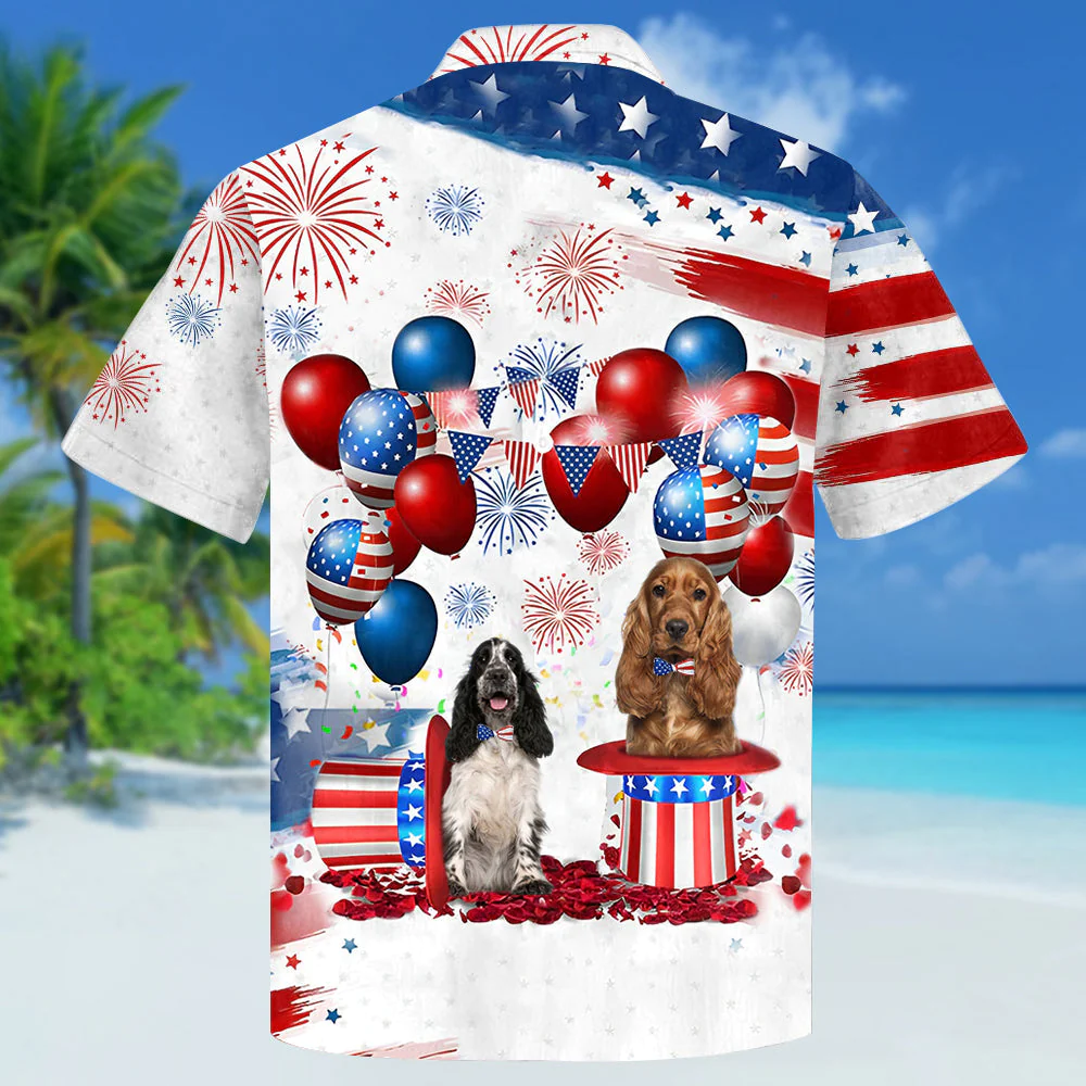 Cocker Spaniel Independence Day Hawaiian Shirt, Dog Hawaii Beach Shirt Short Sleeve For 4Th Of July