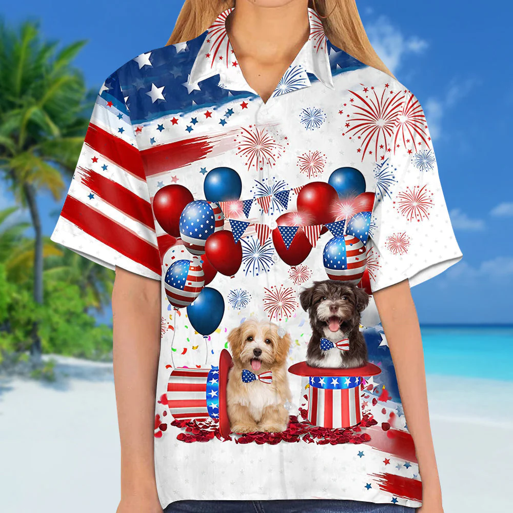 Havanese Independence Day Hawaiian Shirt, Dog Hawaii Beach Shirt Short Sleeve For 4Th Of July