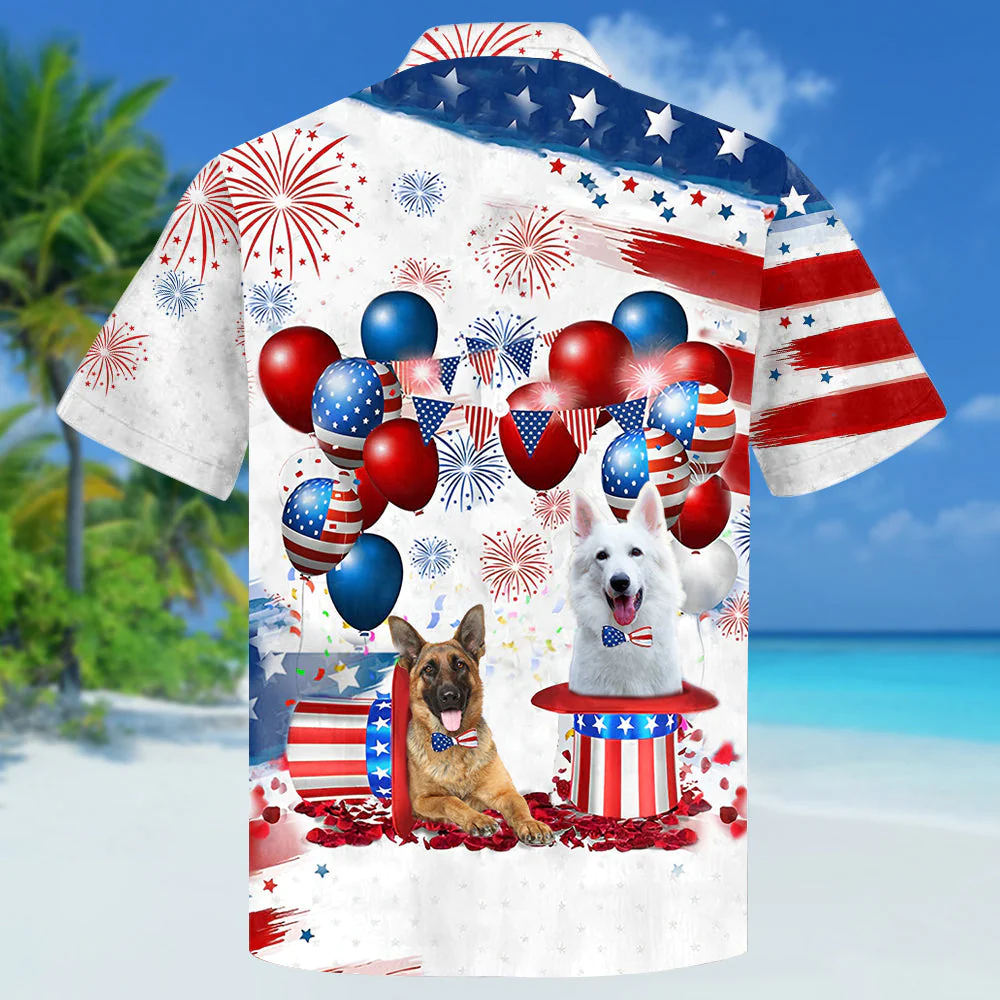 German Shepherd Independence Day Hawaiian Shirt, Dog Hawaii Beach Shirt Short Sleeve For 4Th Of July