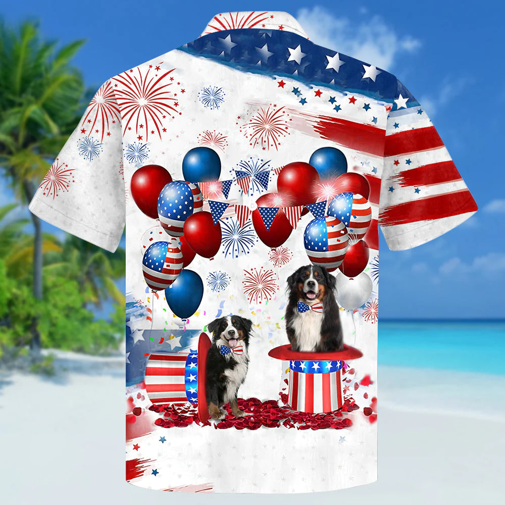 Bernese Mountain Dog Independence Day Hawaiian Shirt, Dog Hawaii Beach Shirt Short Sleeve For 4Th Of July