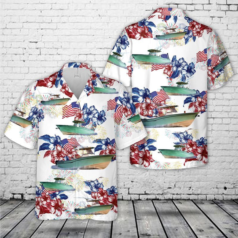 USA Grady-White Boats Canyon Center Console, 4th Of July Hawaiian Shirt
