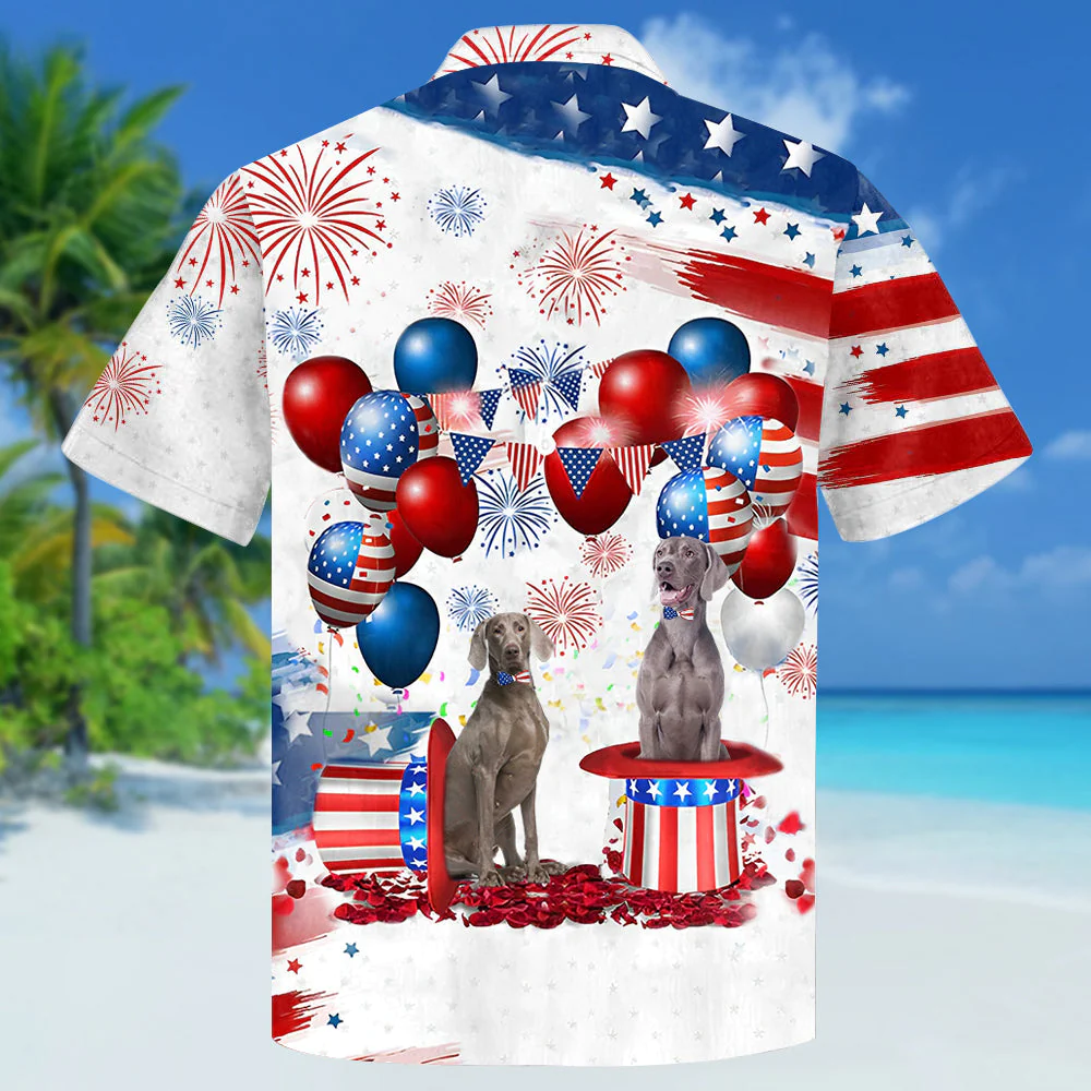 Weimaraner03 Independence Day Hawaiian Shirt, Dog Hawaii Beach Shirt Short Sleeve For 4Th Of July