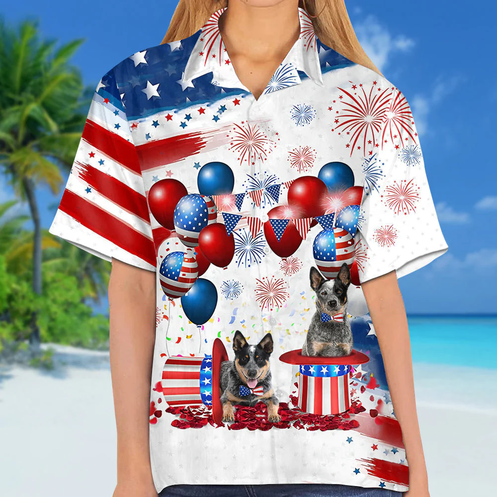 Heeler Independence Day Hawaiian Shirt, Dog Hawaii Beach Shirt Short Sleeve For 4Th Of July