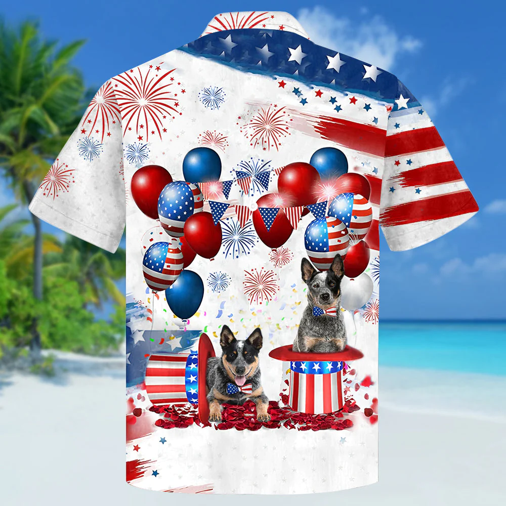 Heeler Independence Day Hawaiian Shirt, Dog Hawaii Beach Shirt Short Sleeve For 4Th Of July