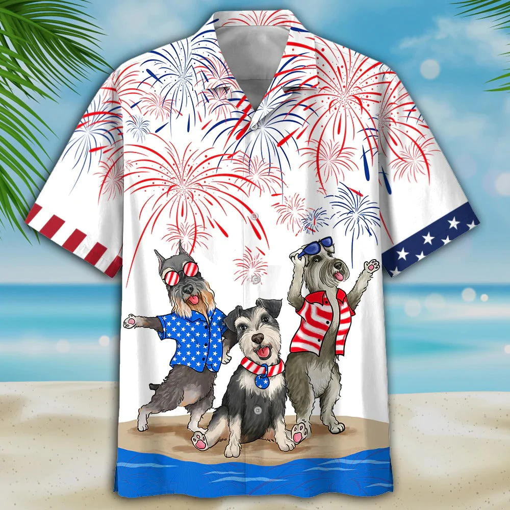 Independence Is Coming Hawaiian Shirt, Miniature Schnauzer Hawaii Aloha Beach Shirts, 4Th July Shirt For Dog Lover