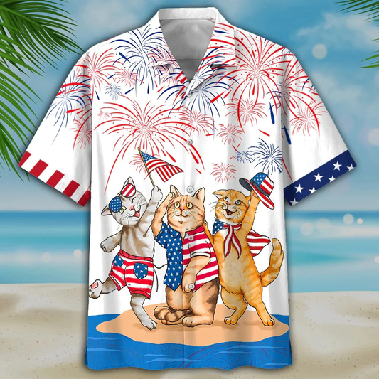American Shorthair Shirt, Independence Day Is Coming, Cat Aloha Beach Shirt, Cat Patriotic American Hawaii Shirt