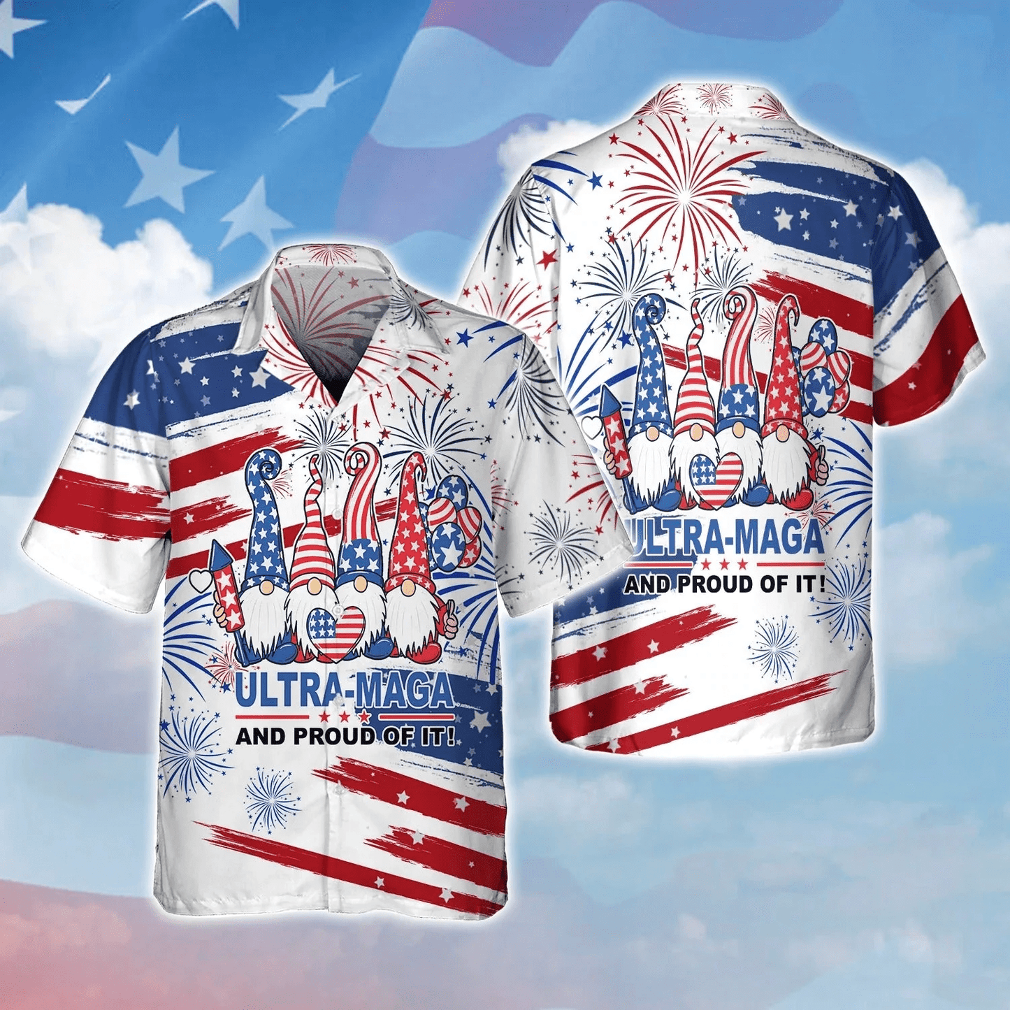 3D Full Print Ultra Maga And Proud Of It Hawaiian Shirt For Independence'S Day, American Fourth Of Jul Gifts