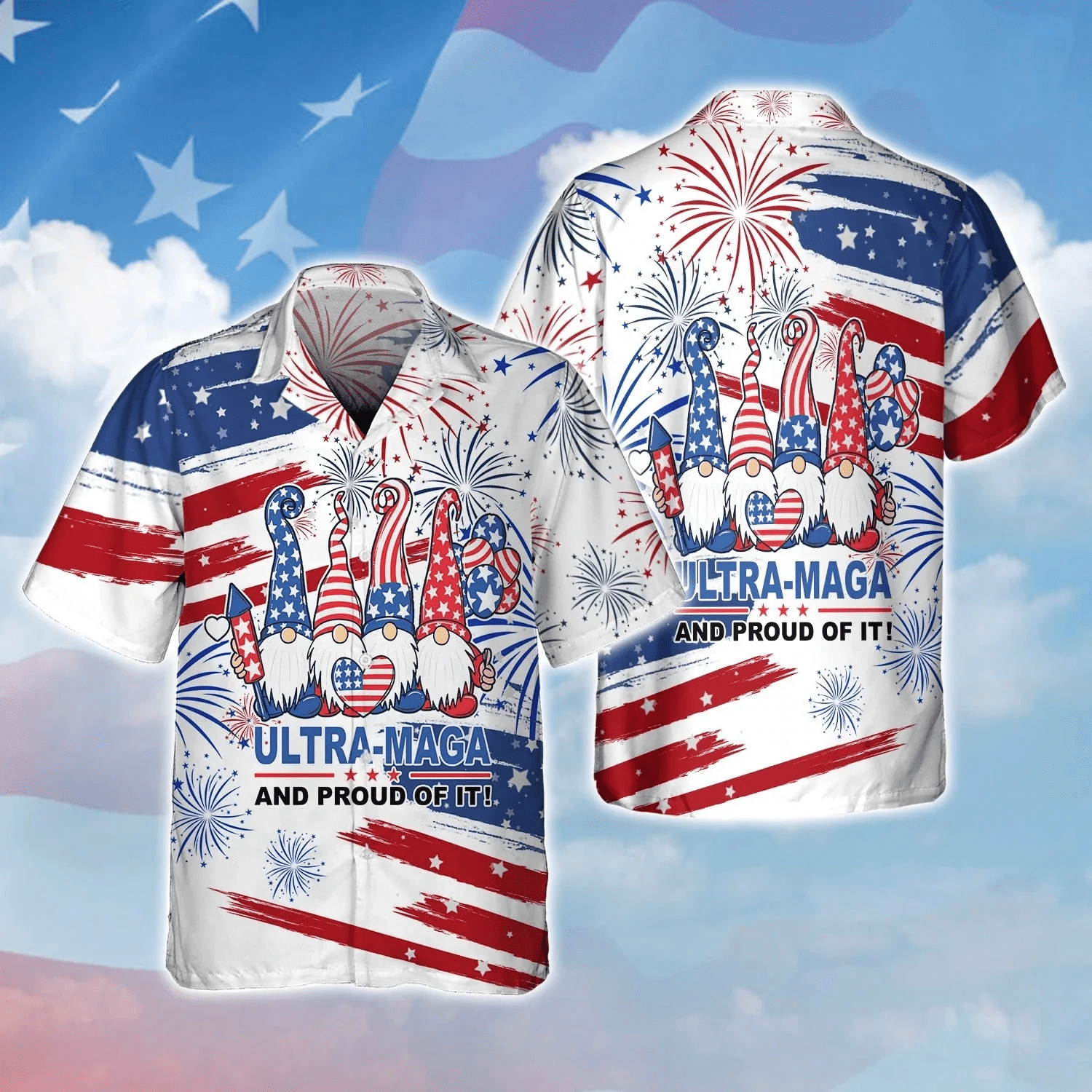 3D Full Print Ultra Maga And Proud Of It Hawaiian Shirt For Independence'S Day, American Fourth Of Jul Gifts
