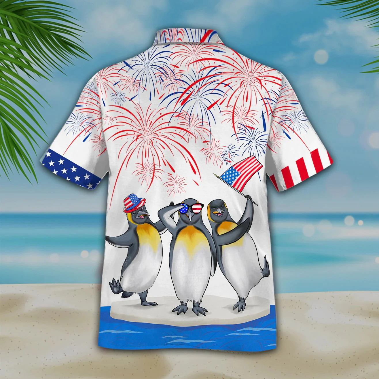 Funny Hawaiian Shirt 4Th Of July, Penguins Hawaiian Shirt Independence Day, Penguin Lover Gifts