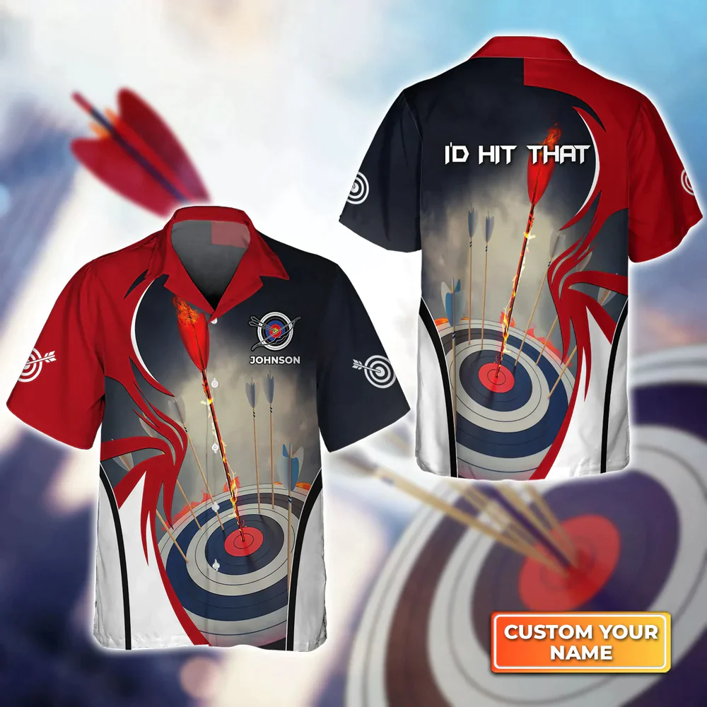 I'd Hit That Archery Target On Fire 3D Hawaiian Shirt, Gift For Archer Sport Lovers, Gift For Archer
