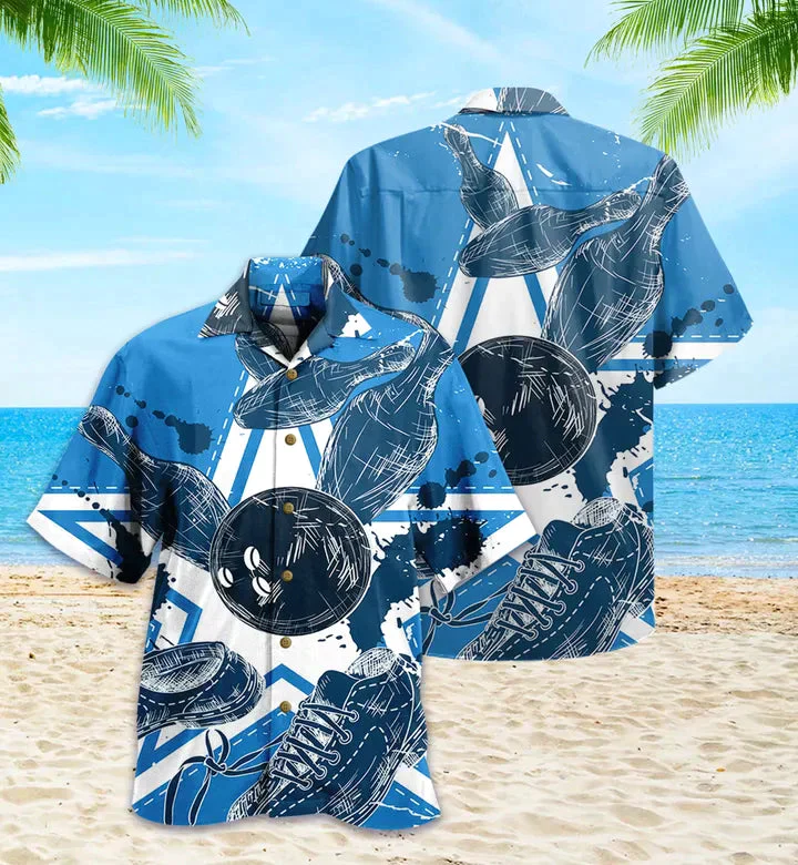 Bowling Blue Hawaiian Shirt 3D for Men and women, Perfect Gift for Bowler