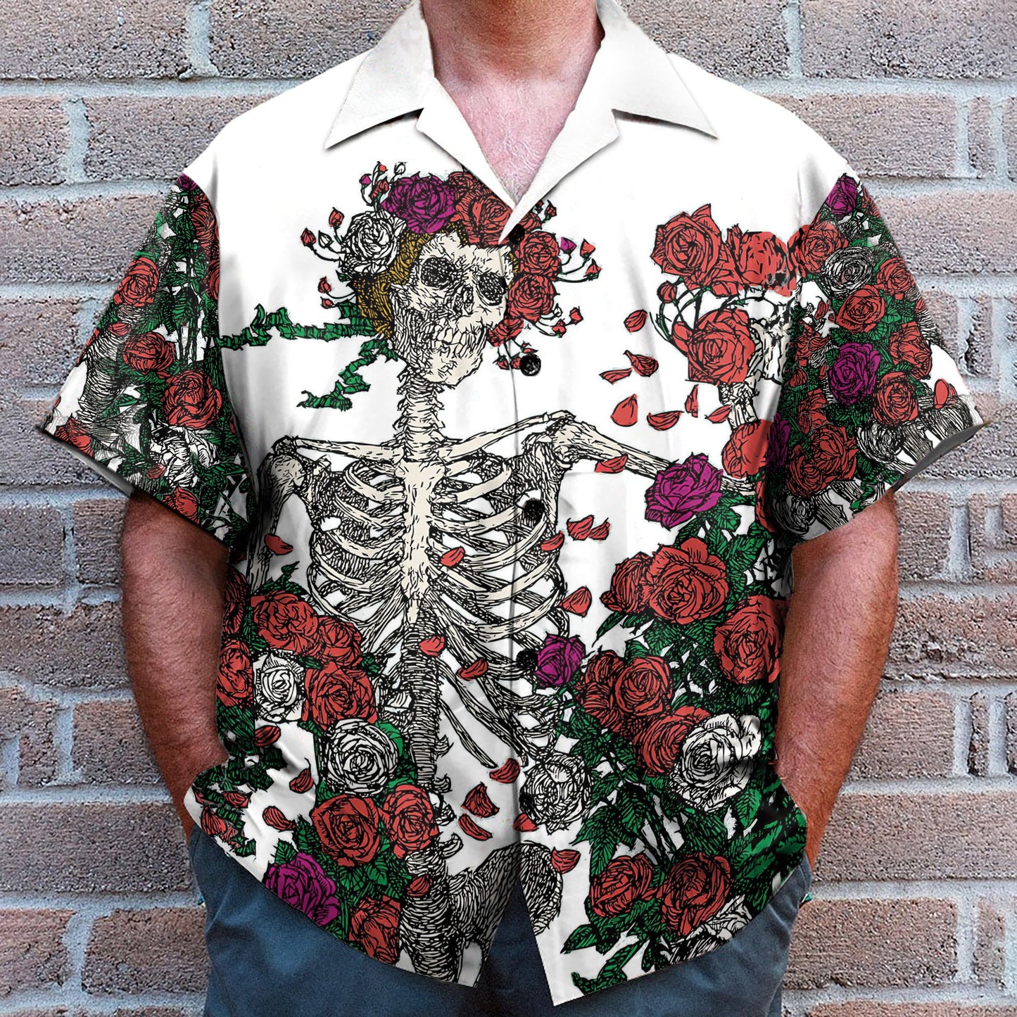 Grateful Dead Skull With Rose - Hawaiian Shirt