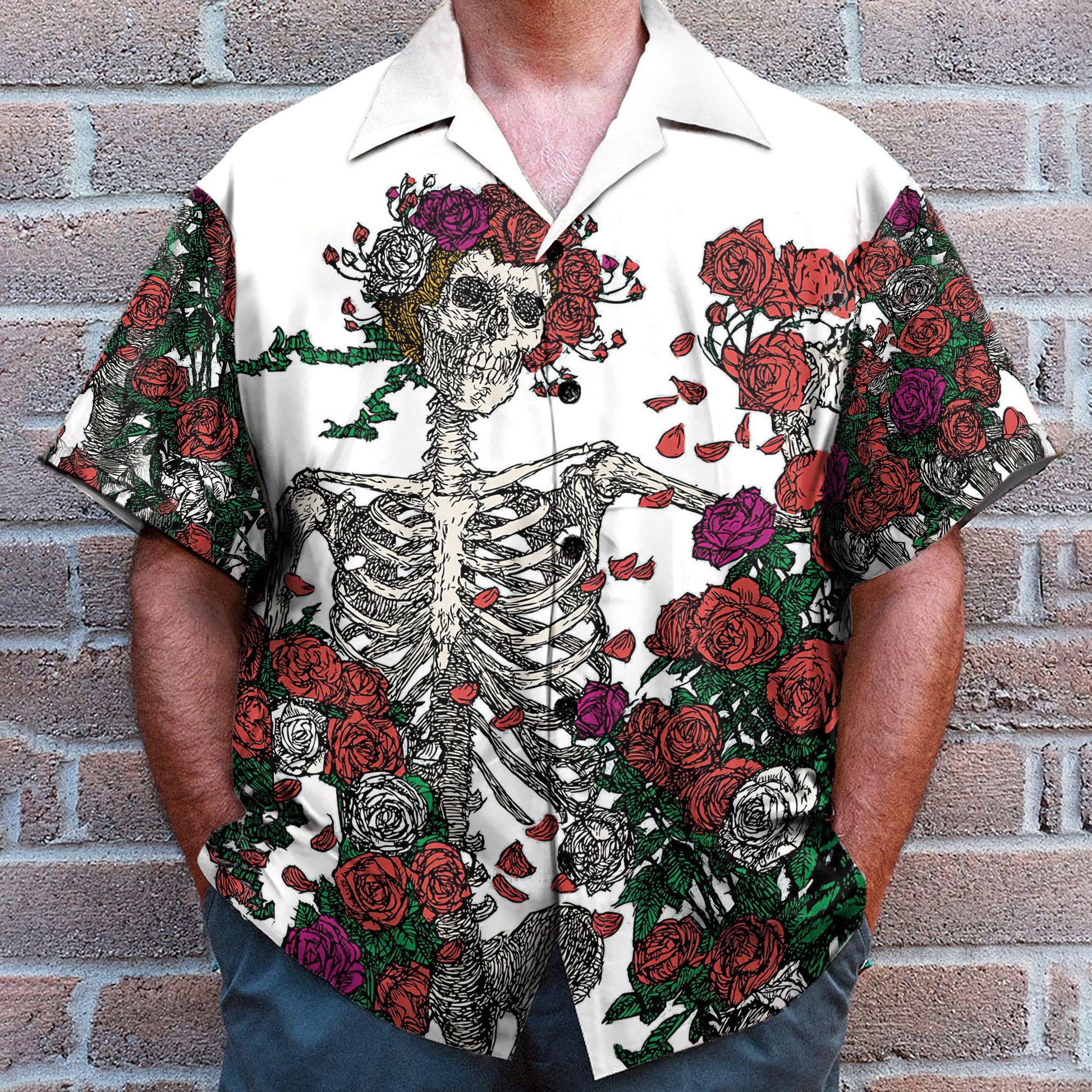 Grateful Dead Skull With Rose - Hawaiian Shirt