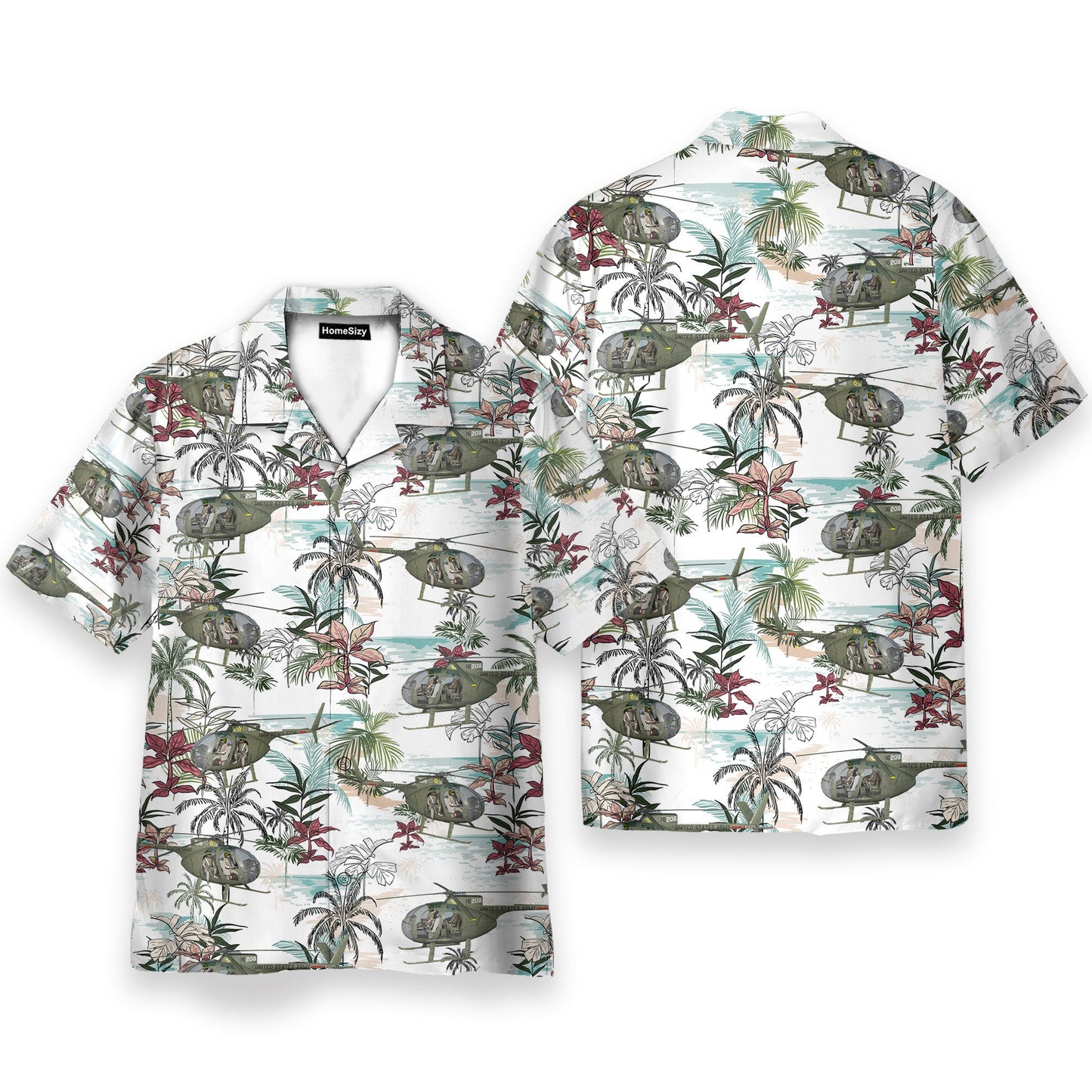 US Army Hughes OH Men's Button's Up Shirts - Hawaiian Shirt & Beach Shorts