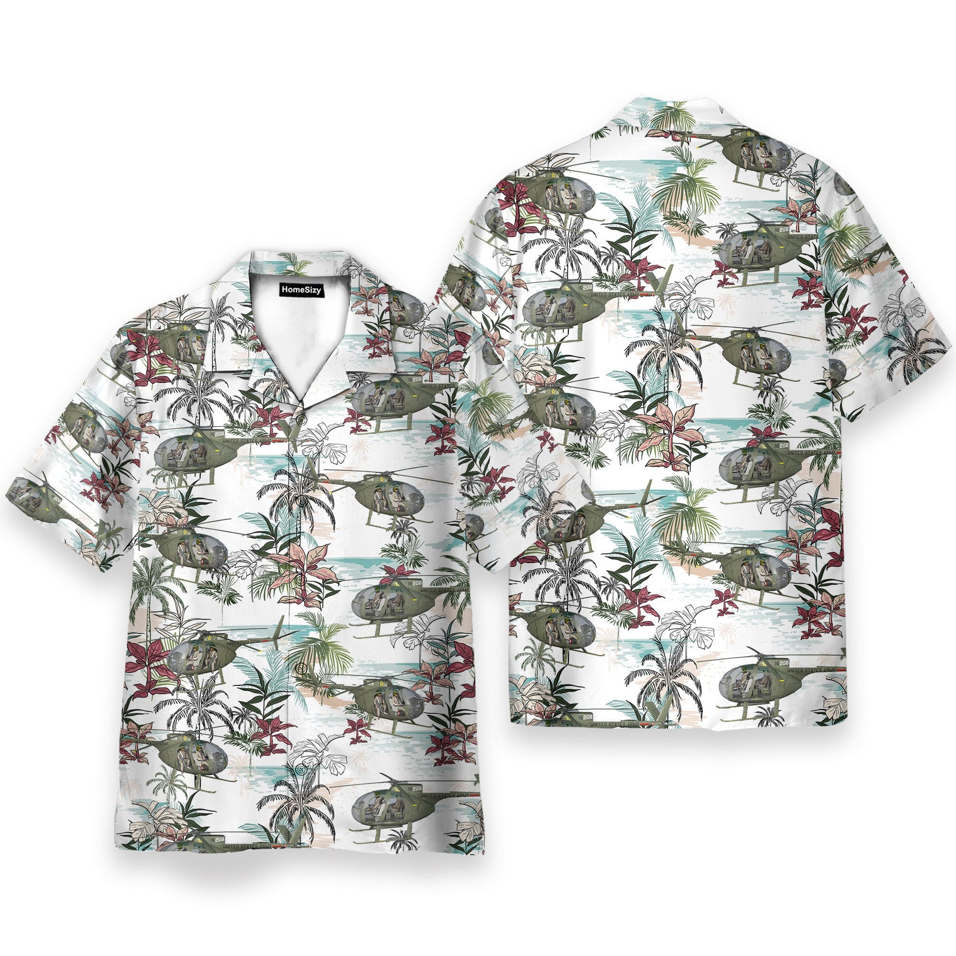 US Army Hughes OH Men's Button's Up Shirts - Hawaiian Shirt & Beach Shorts