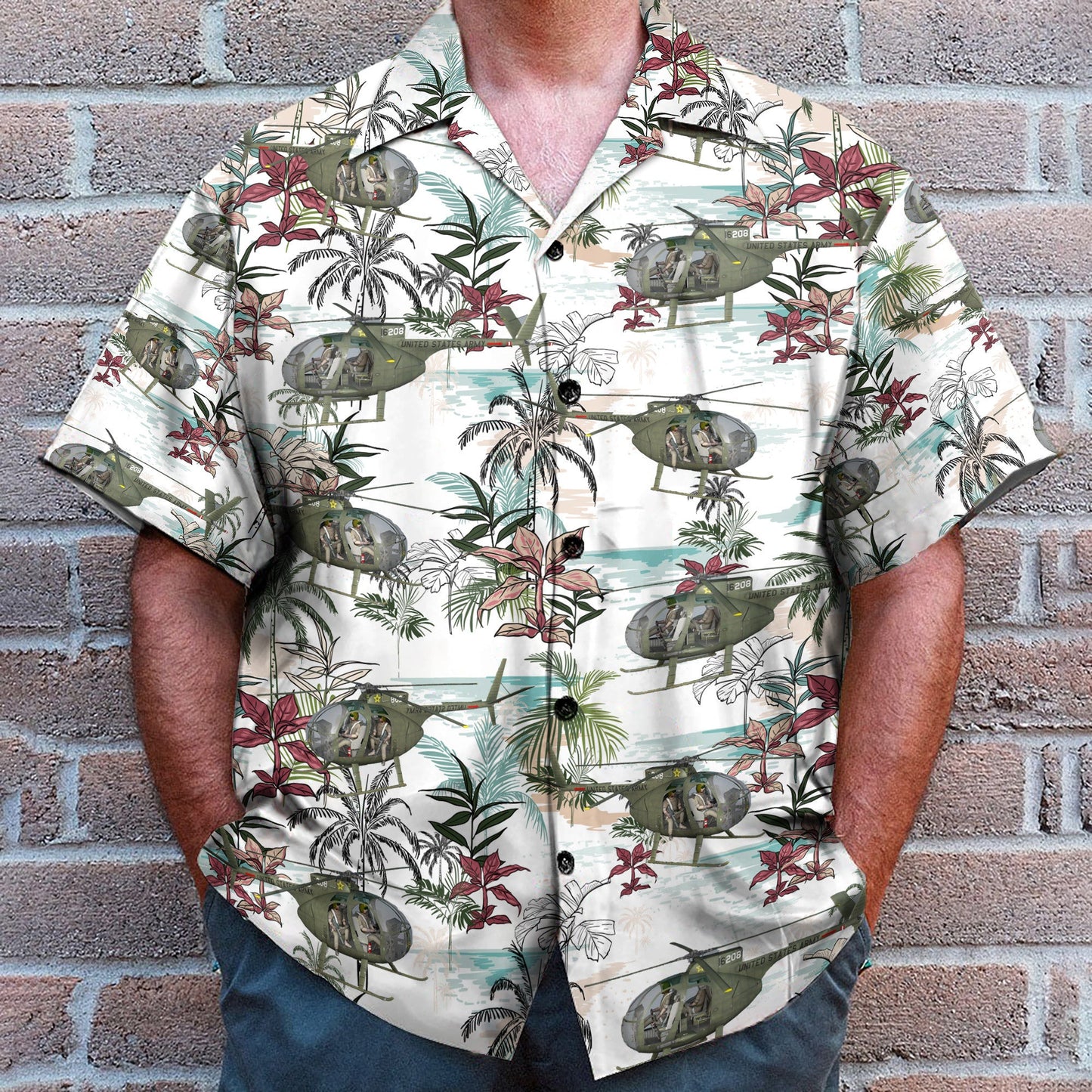 US Army Hughes OH Men's Button's Up Shirts - Hawaiian Shirt & Beach Shorts