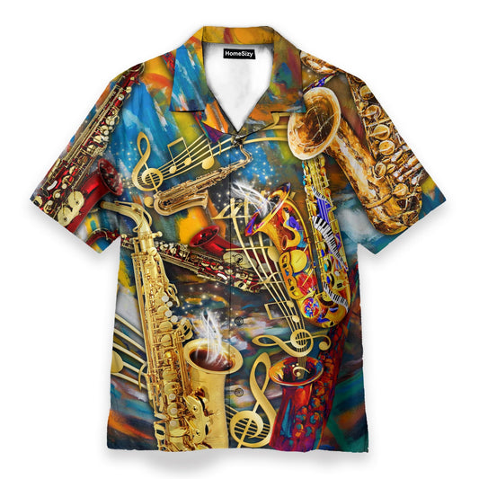 Saxophone Melody Men's Button's Up Shirts - Hawaiian Shirt