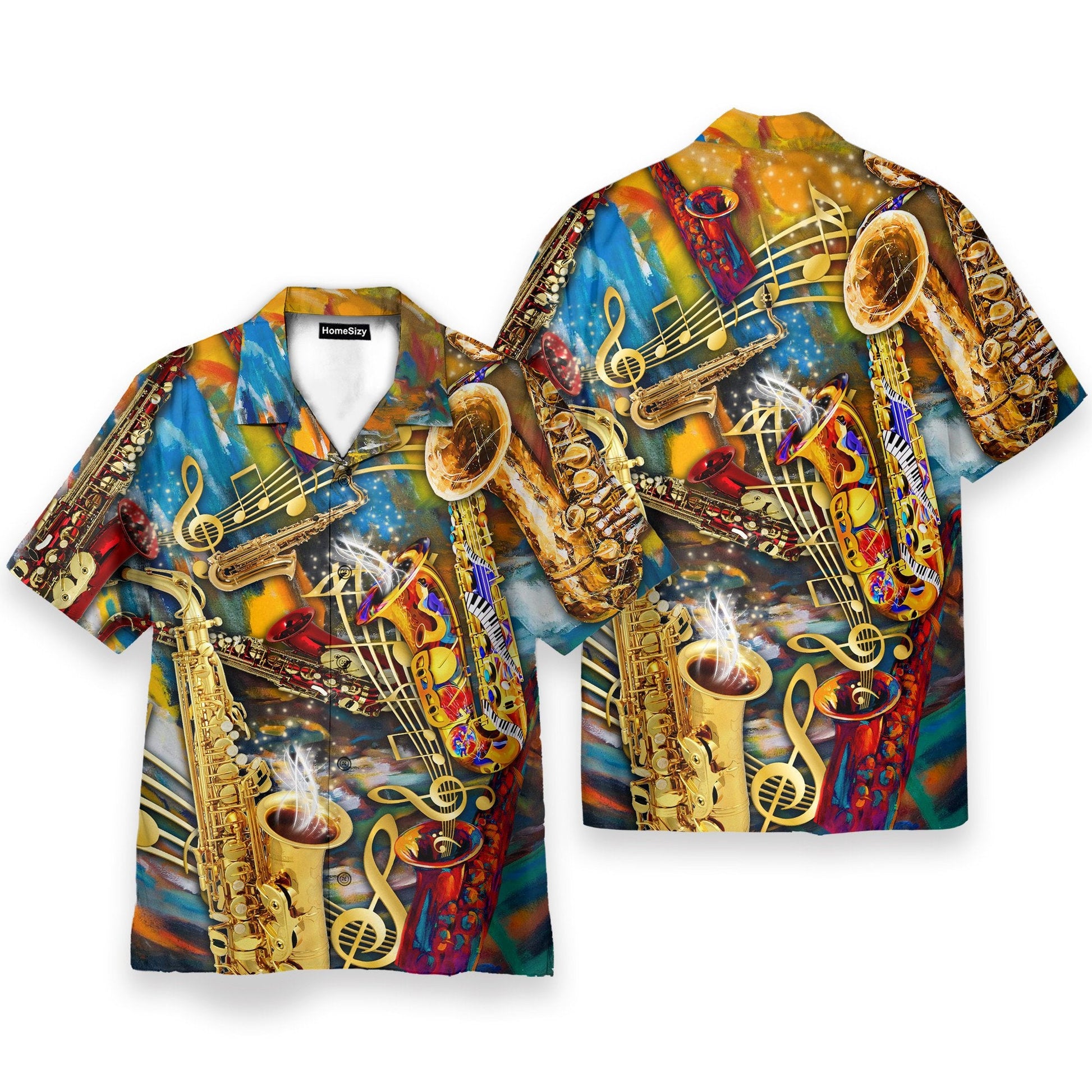 Saxophone Melody Men's Button's Up Shirts - Hawaiian Shirt