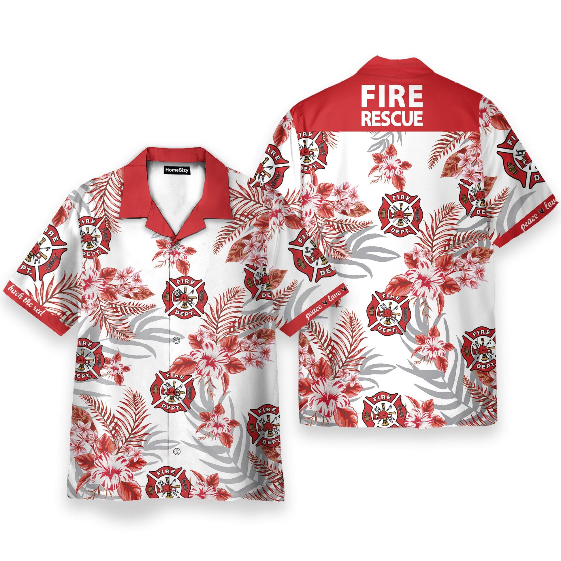 Firefighter Fire Rescue Men's Button's Up Shirts - Hawaiian Shirt & Beach Shorts