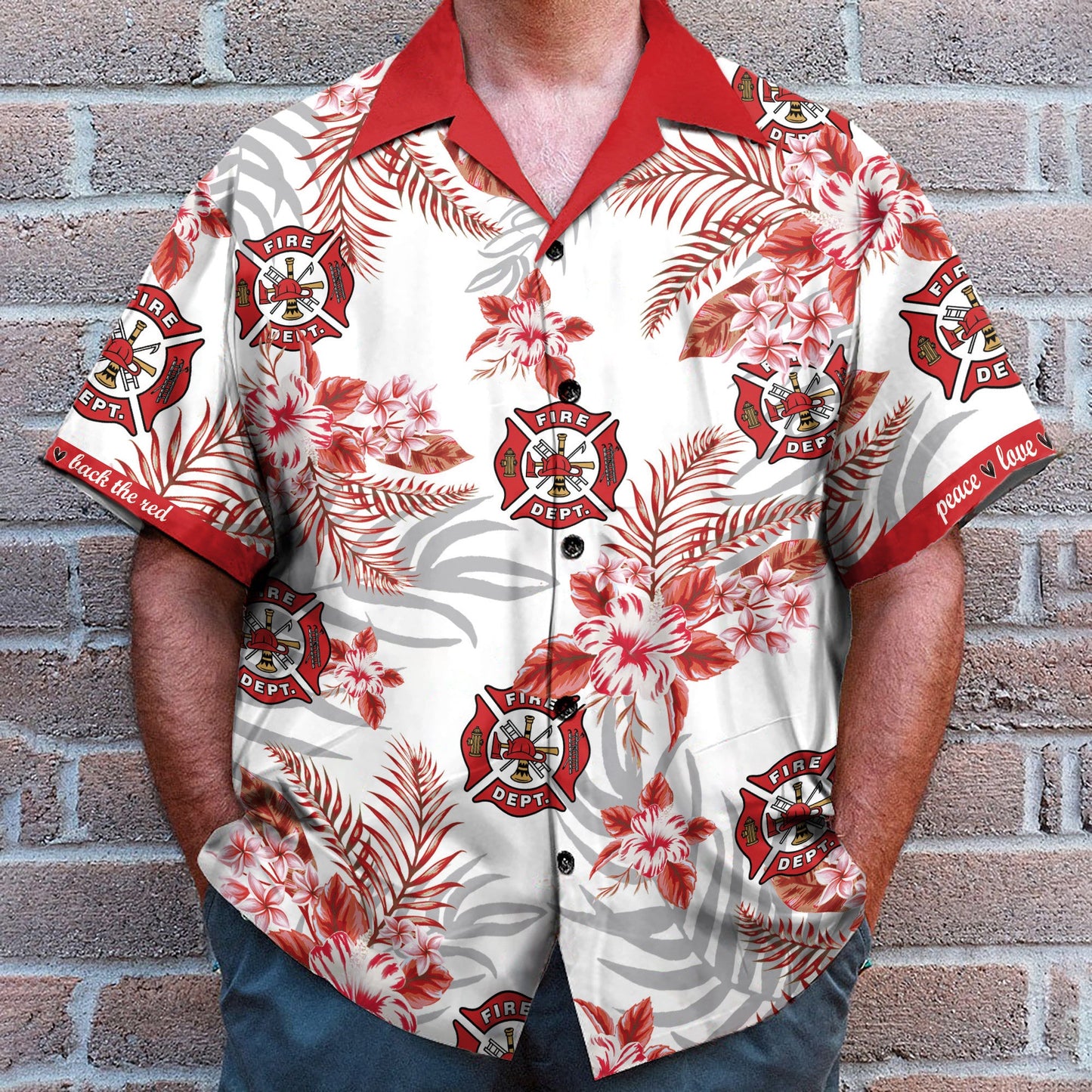 Firefighter Fire Rescue Men's Button's Up Shirts - Hawaiian Shirt & Beach Shorts