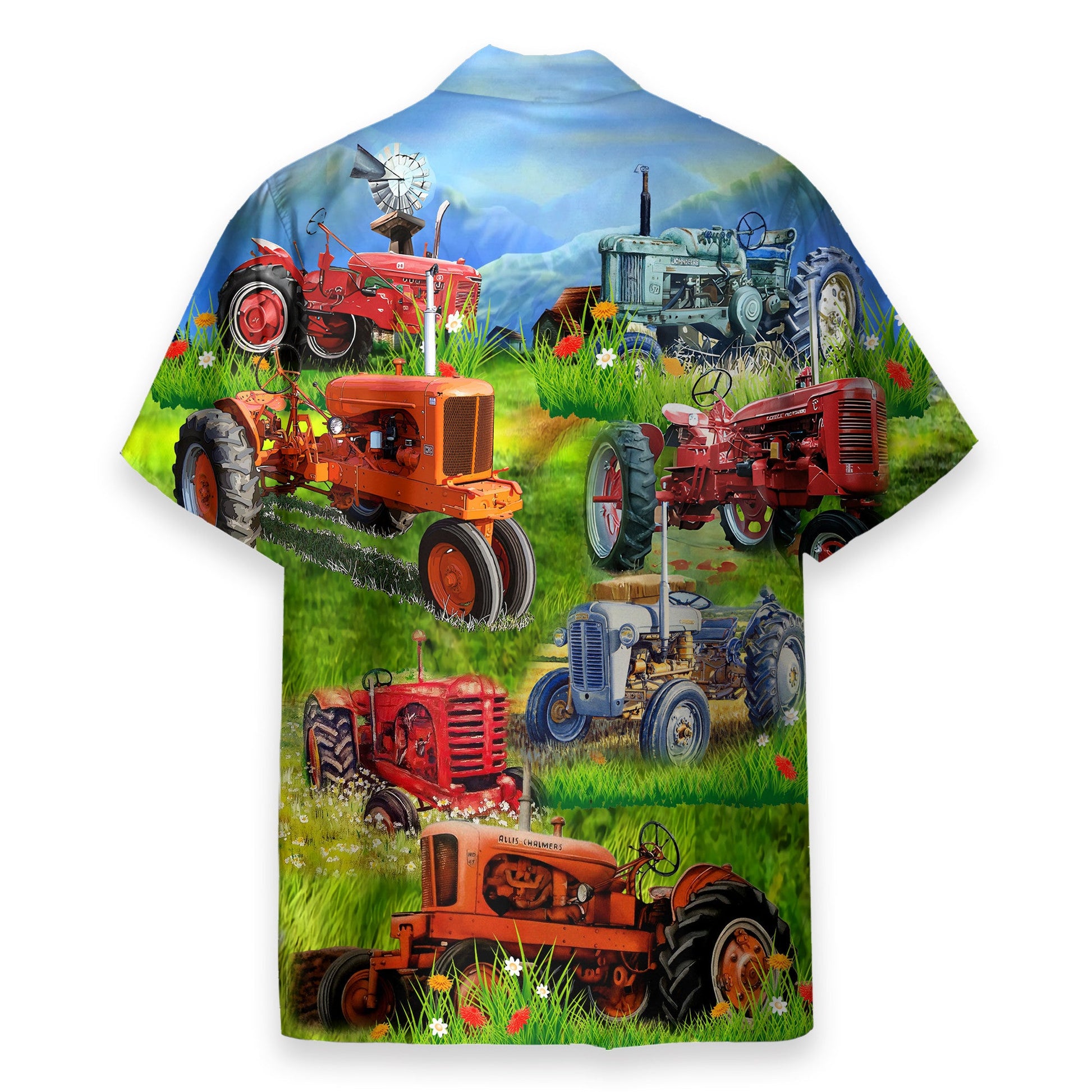 Real Men Drive Tractors Men's Button's Up Shirts - Hawaiian Shirt