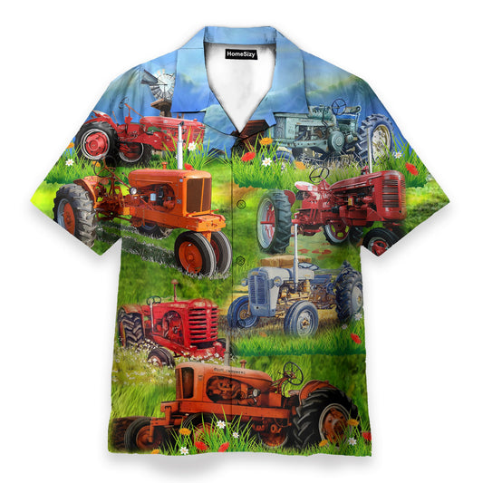 Real Men Drive Tractors Men's Button's Up Shirts - Hawaiian Shirt