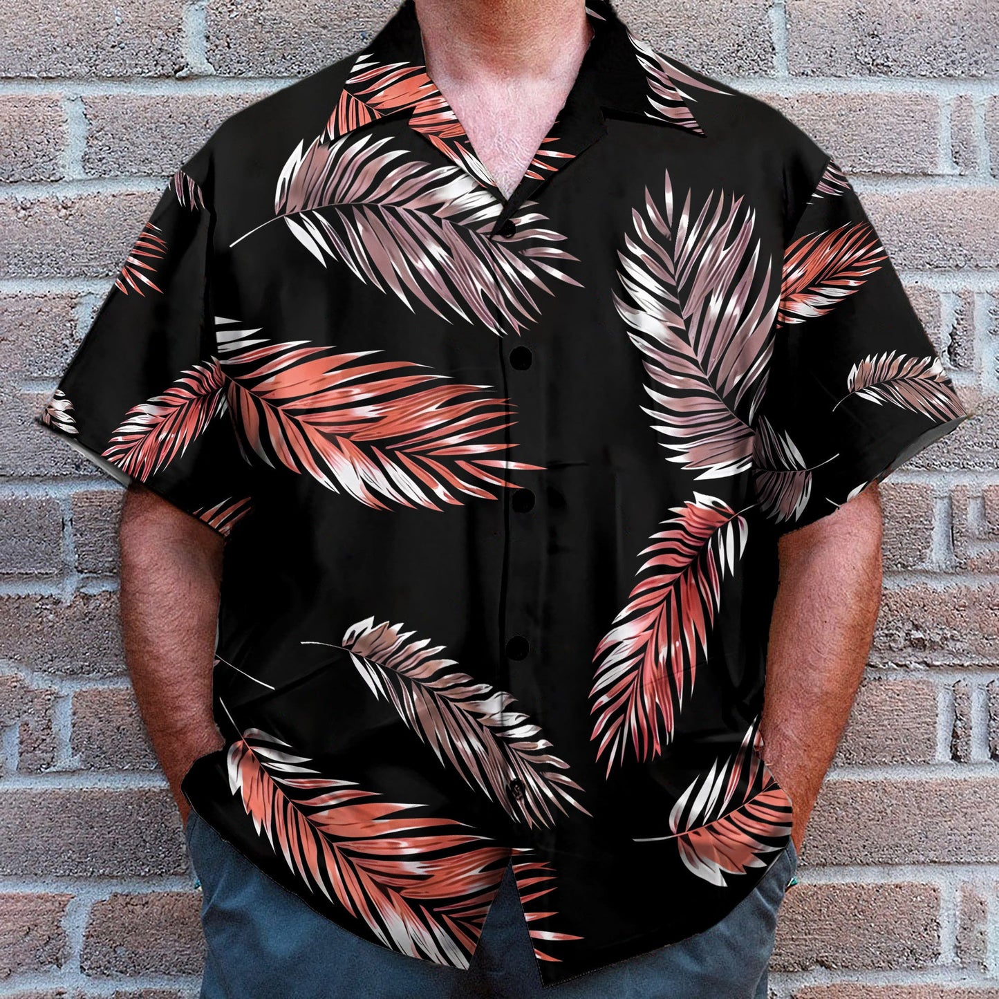 Awesome Leaves Men's Button's Up Shirts - Hawaiian Shirt & Beach Shorts