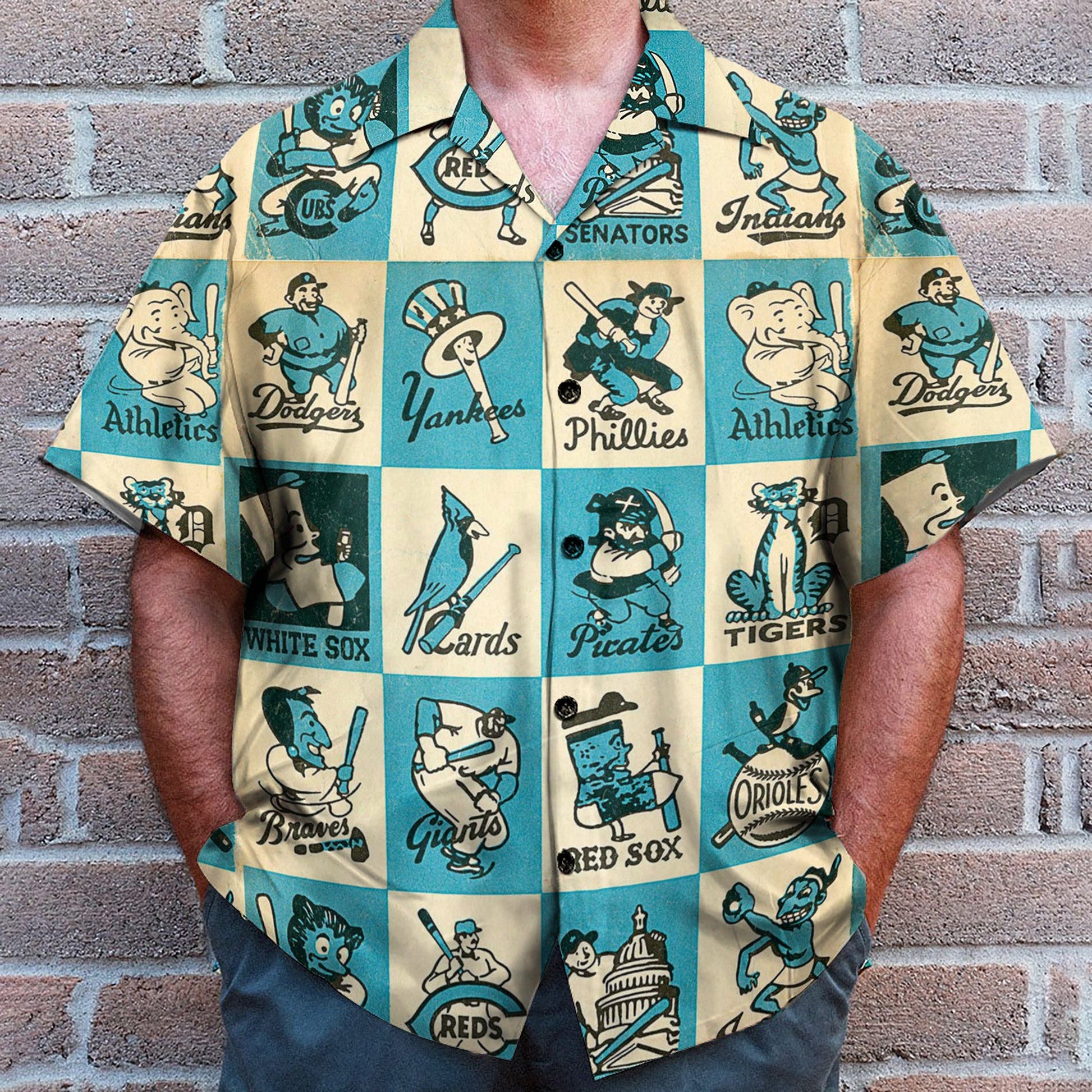Vintage 1956 Baseball Team Mascots - Hawaiian Shirt
