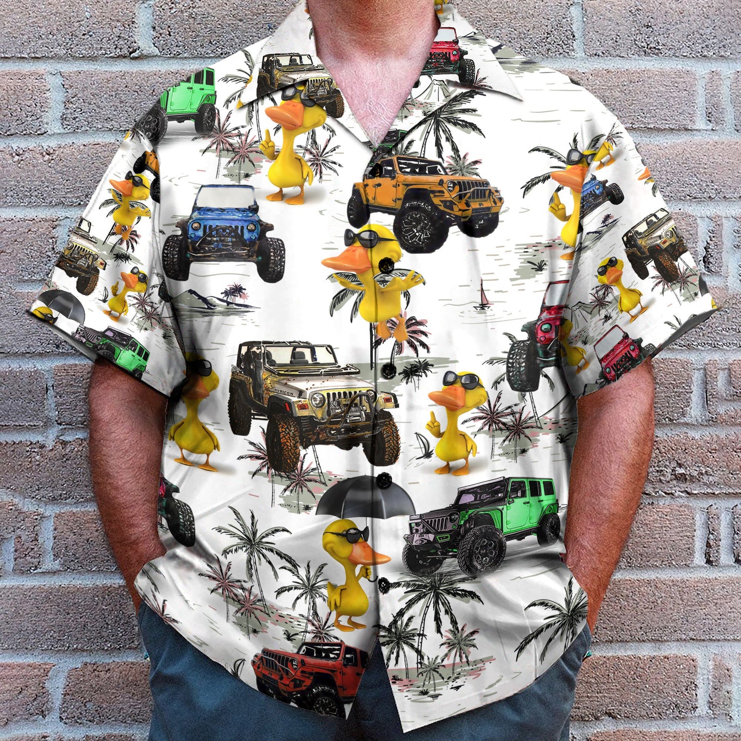 Ocean Jeep Car And Duck - Hawaiian Shirt & Beach Shorts