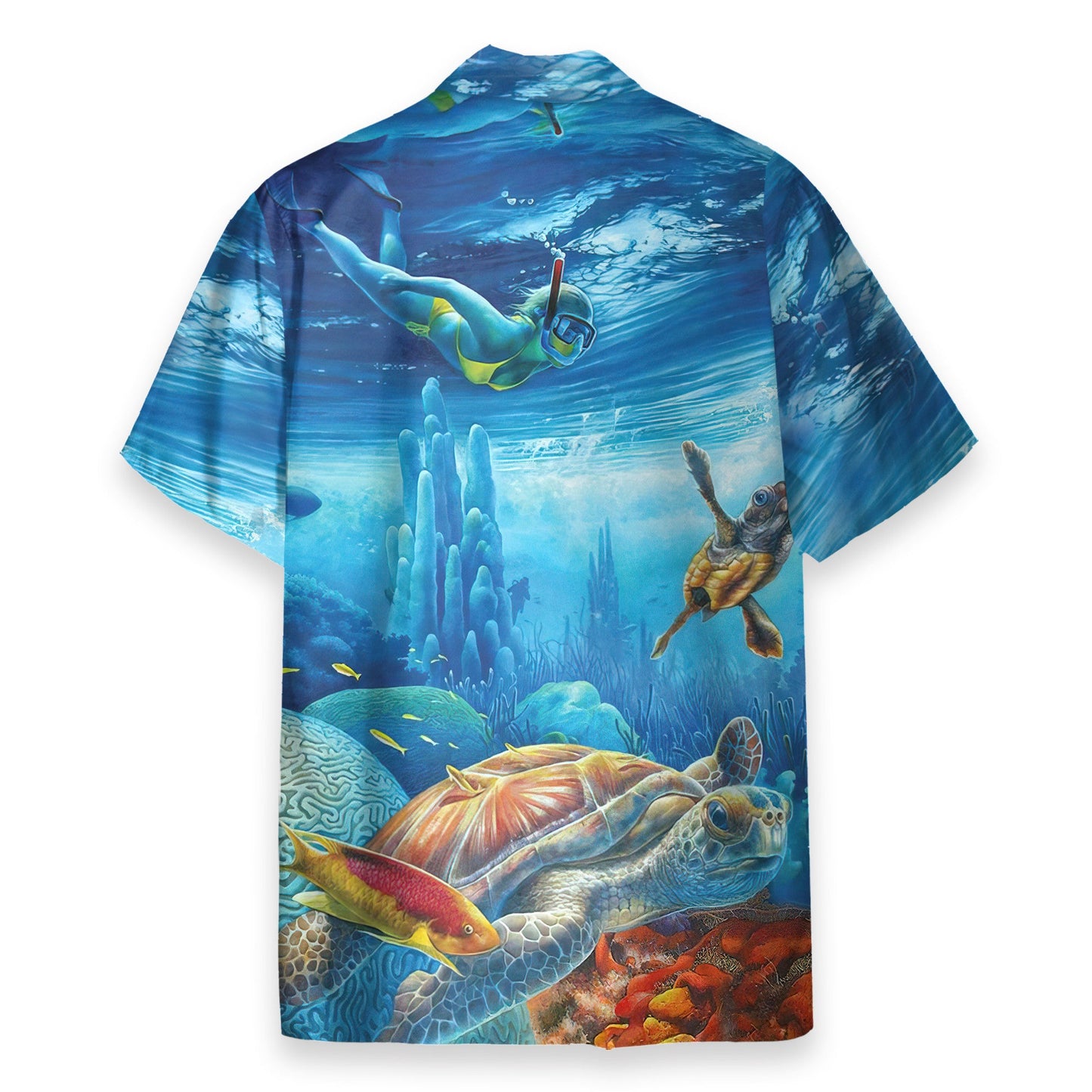 Freediving With Sea Turtles - Hawaiian Shirt