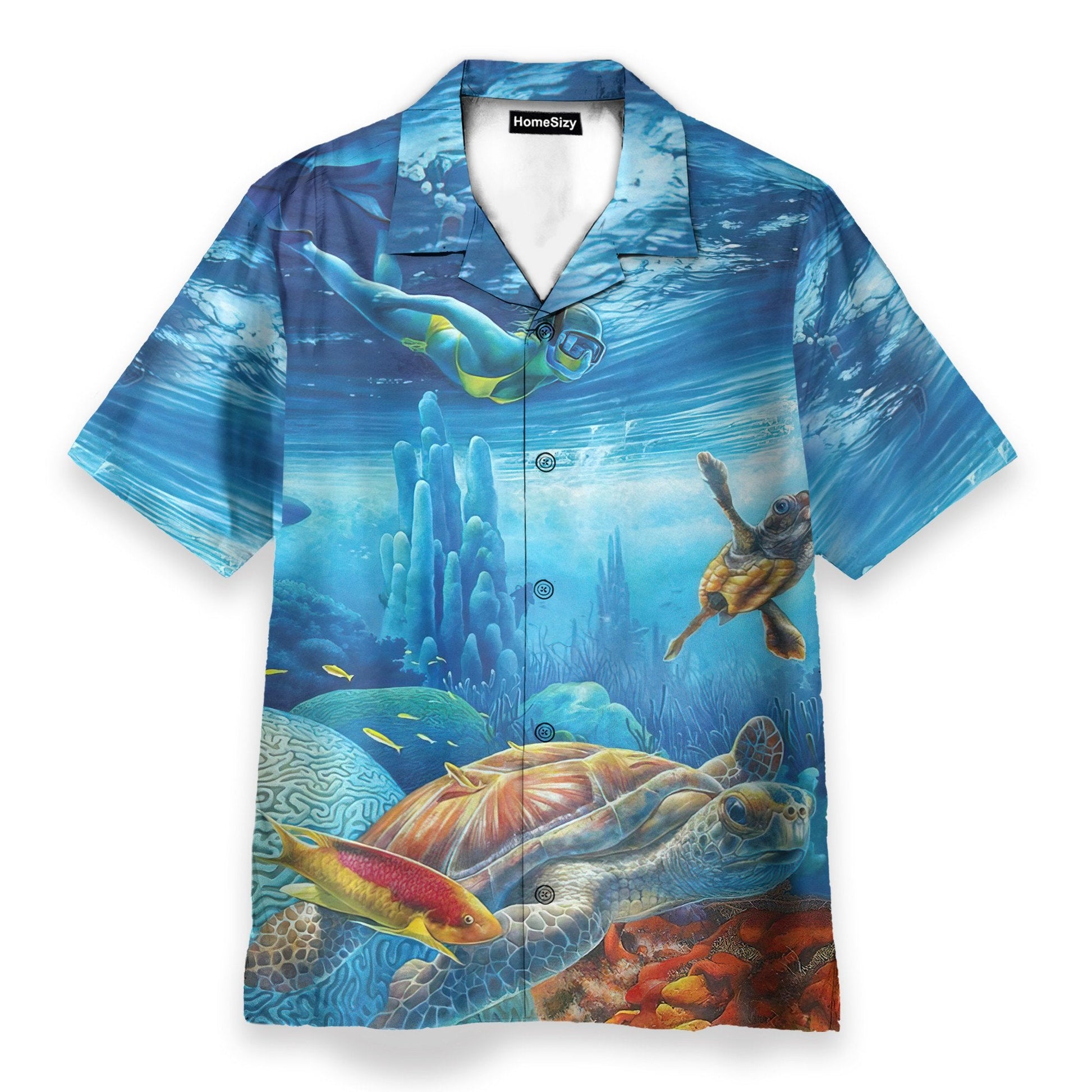 Freediving With Sea Turtles - Hawaiian Shirt
