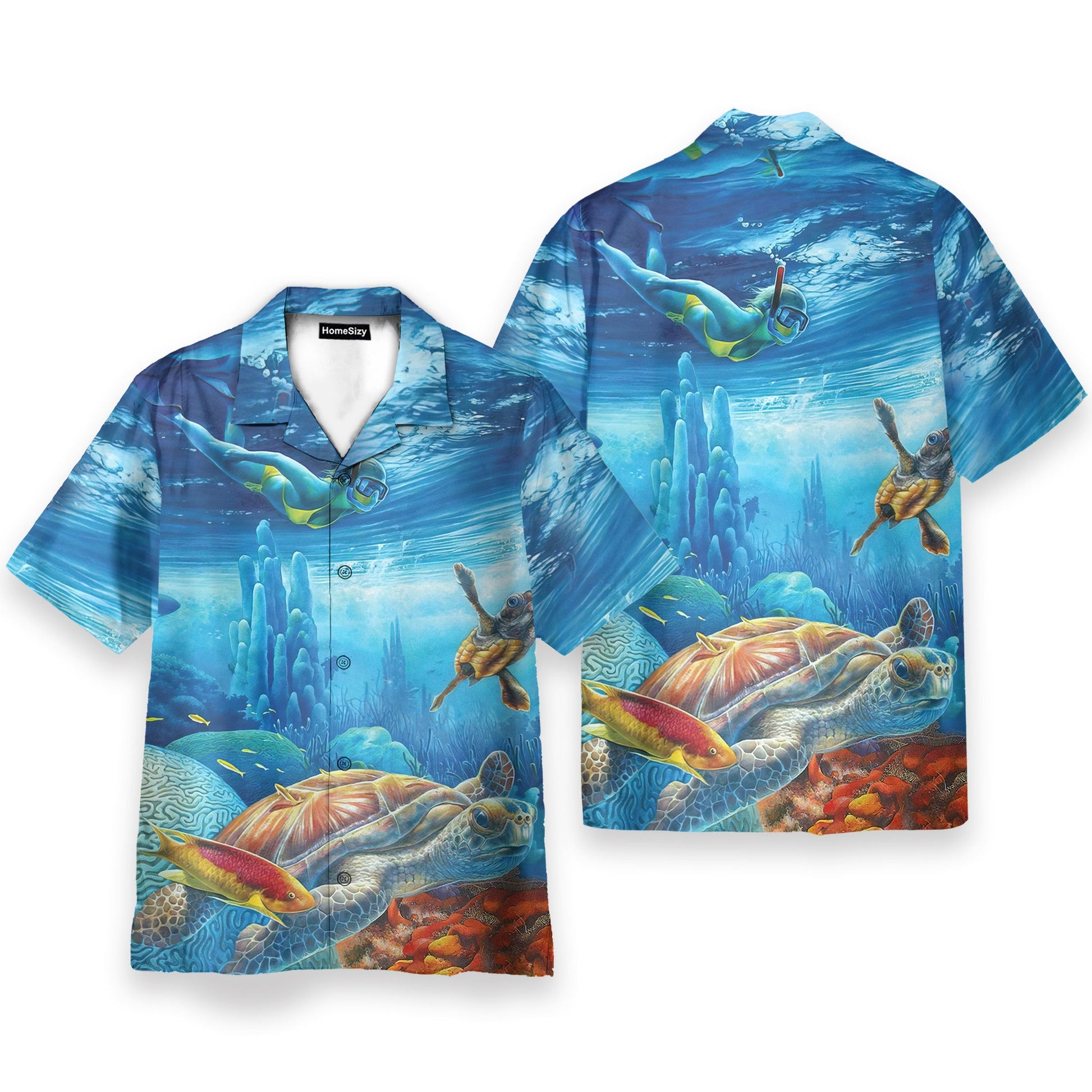 Freediving With Sea Turtles - Hawaiian Shirt
