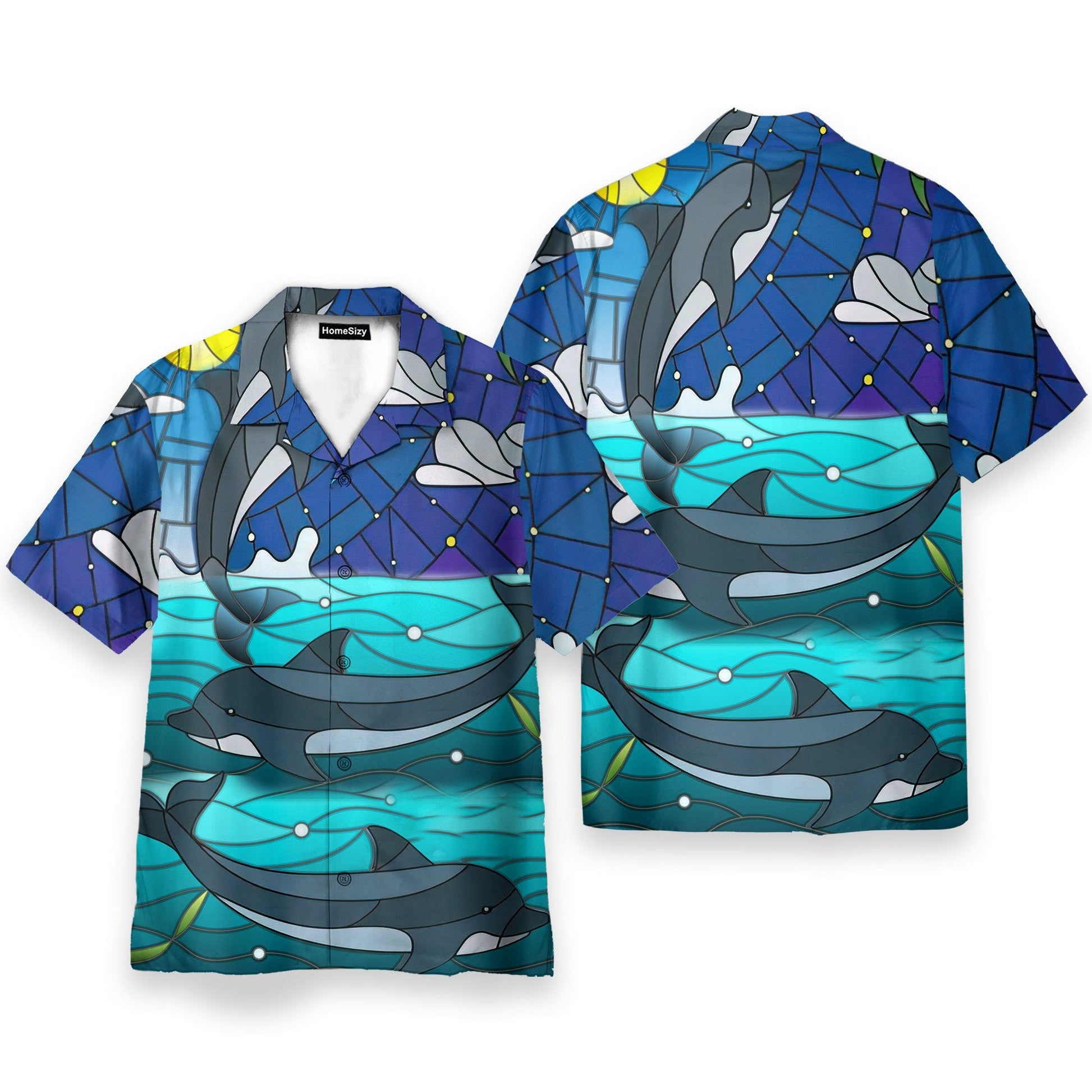 Dolphin Stained Glass Style - Hawaiian Shirt & Beach Shorts