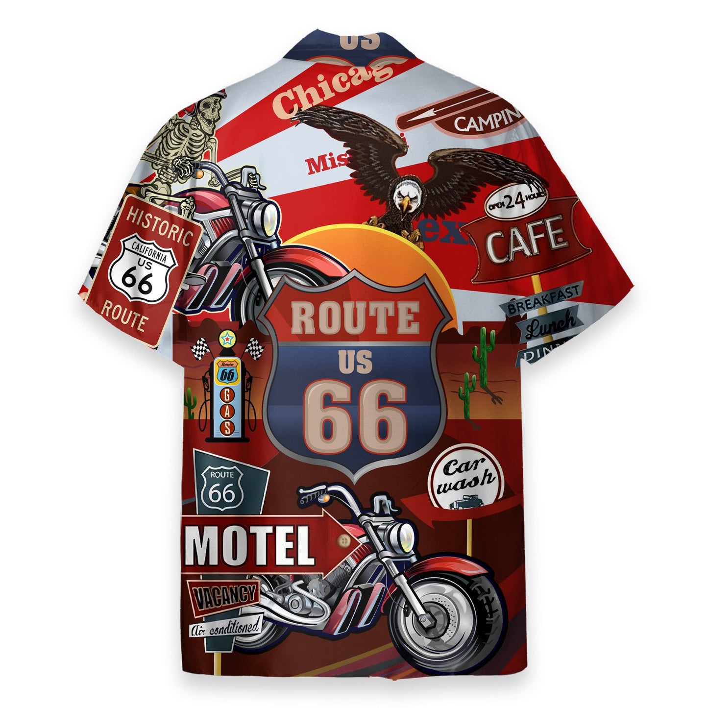 Historic US Route 66 Skull Roam Around Route - Hawaiian Shirt
