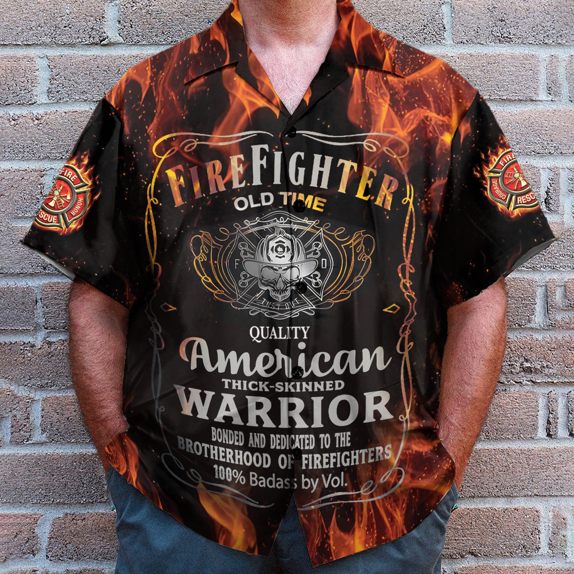 Firefighter Old Time American Thick-Skinned Warrior - Hawaiian Shirt