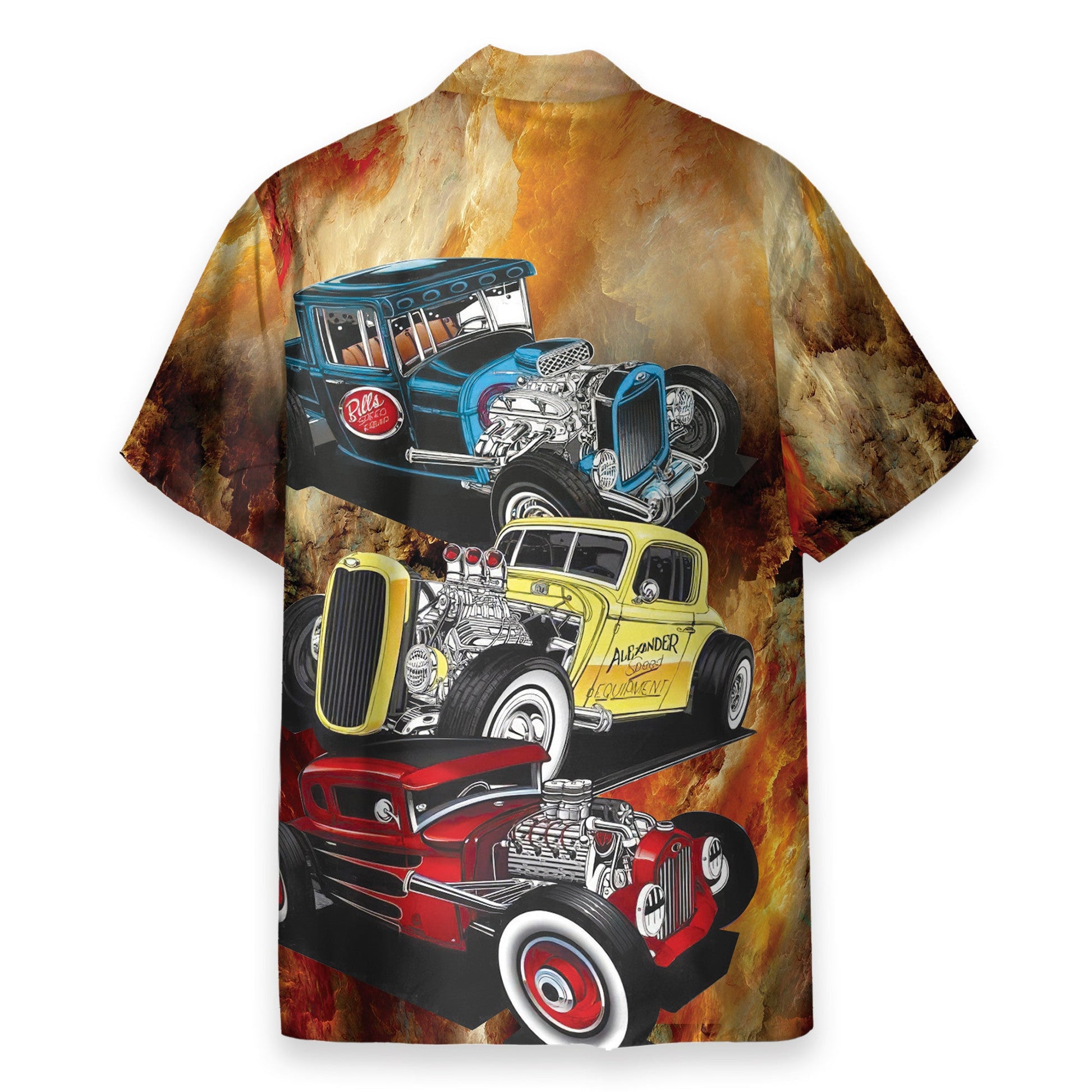 Hot Rod Car Men's Button's Up Shirts - Hawaiian Shirt