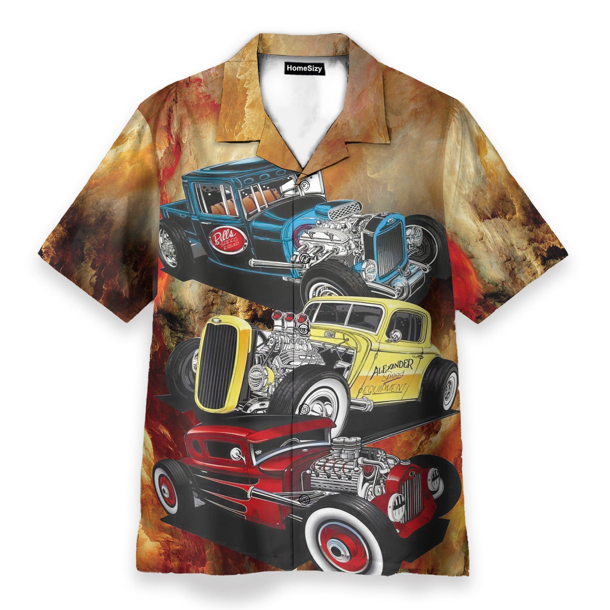 Hot Rod Car Men's Button's Up Shirts - Hawaiian Shirt
