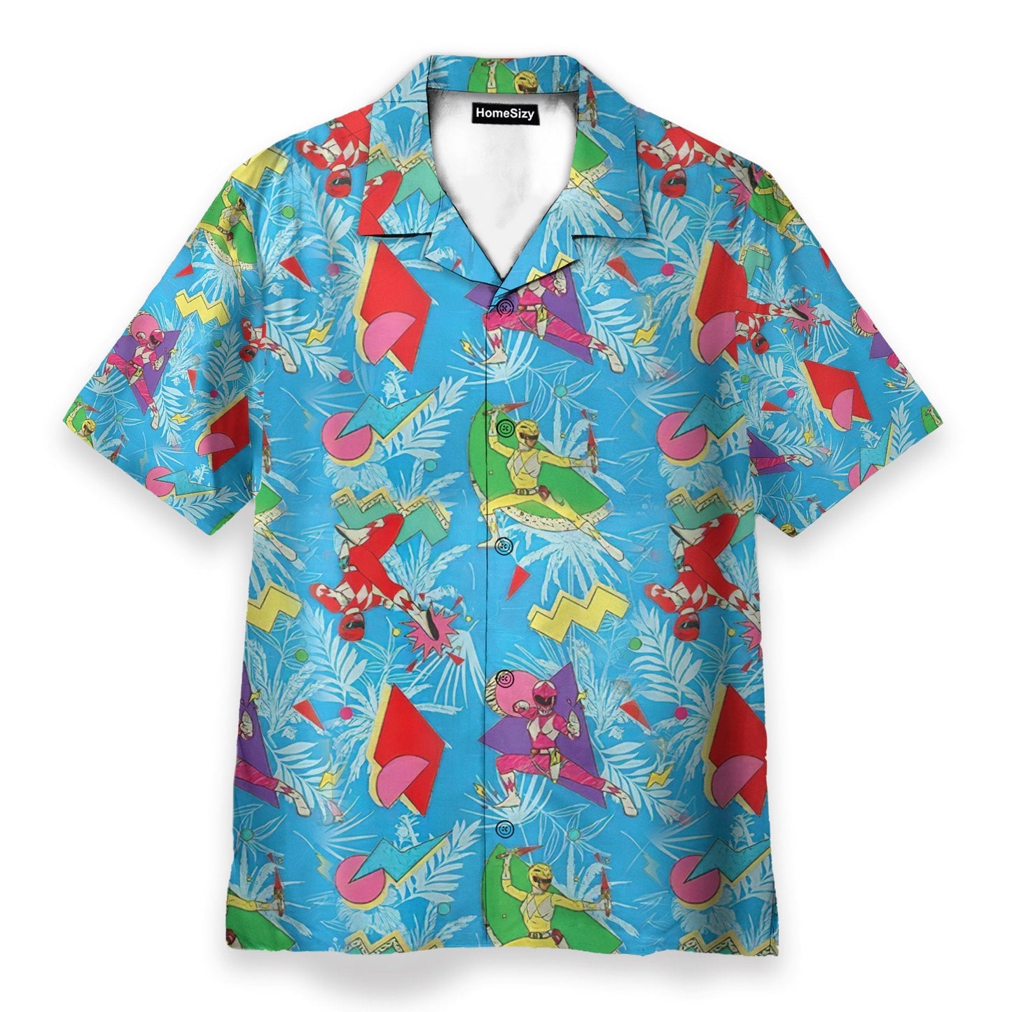Mighty Morphin Power Ranger Blue Tropical Cosplay Costume - Hawaiian Shirt