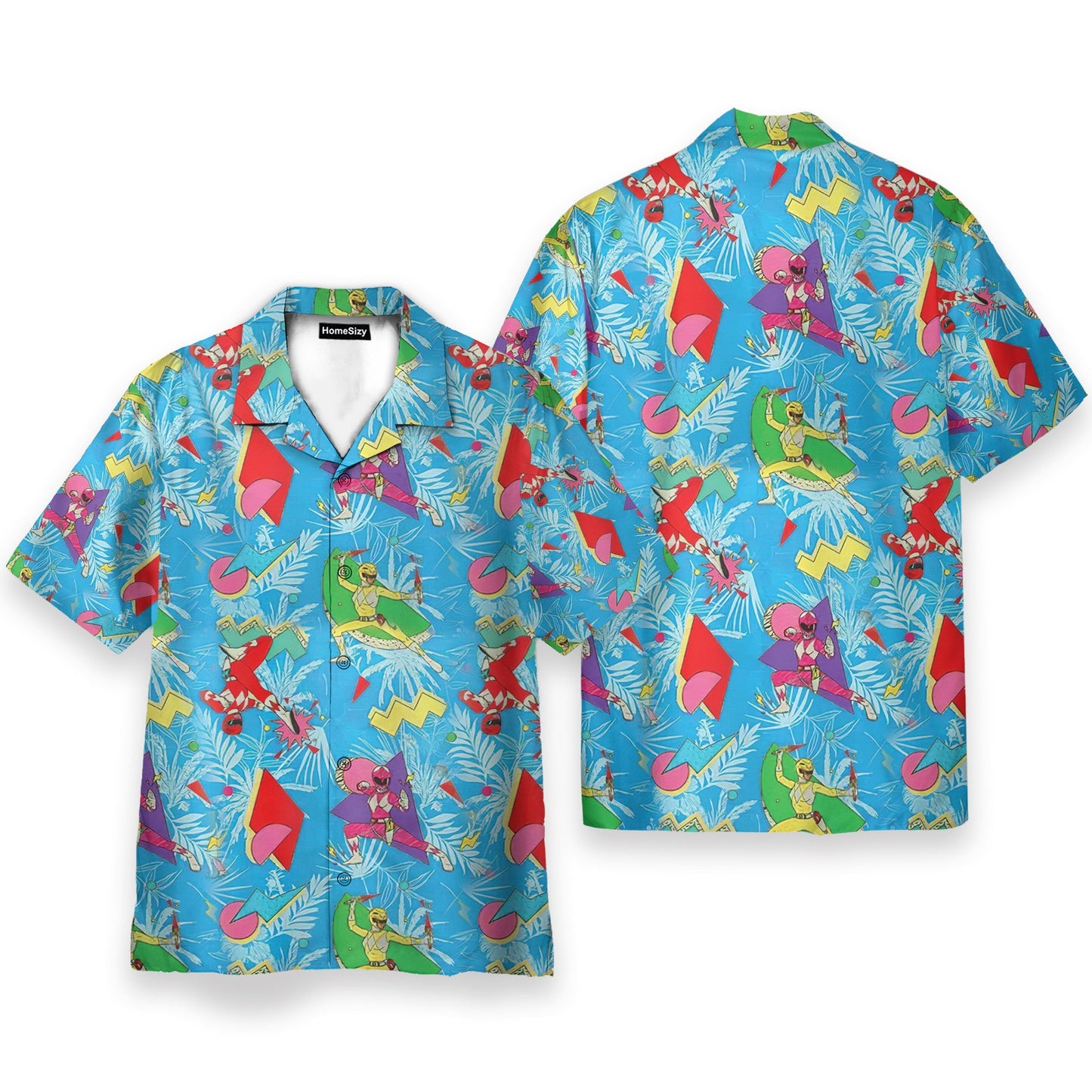Mighty Morphin Power Ranger Blue Tropical Cosplay Costume - Hawaiian Shirt