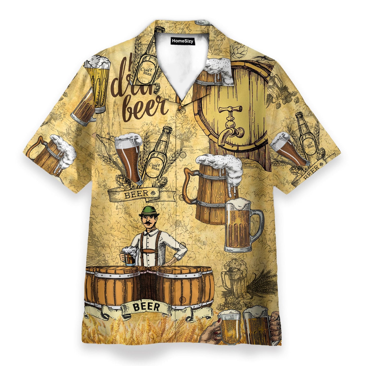 Drink Beer Men's Button's Up Shirts - Hawaiian Shirt